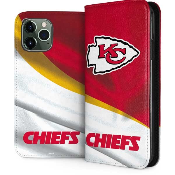 Officially Licensed NFL Kansas City Chiefs Faux-Leather Wallet Phone Case for iPhone 12 Pro Max | Slim Protective Folio Cover with Card Slots - Perfect for Football Fans & Game Day