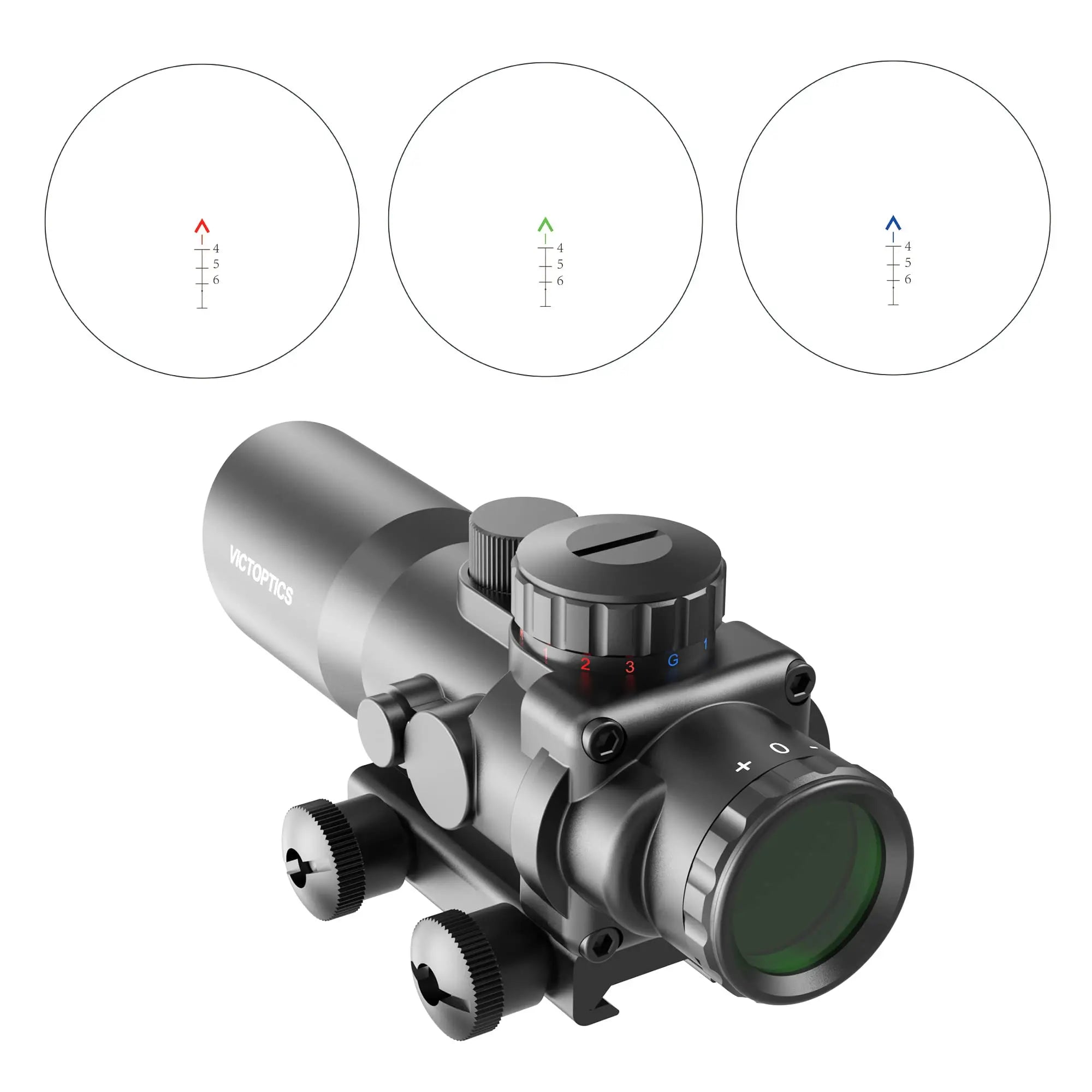 VictOptics 4x32 Compact Prism Scope - Quick Change Etched Glass Reticle with 3 Color Options for AR-15 & Airsoft Rifles - Perfect for Tactical Shooting, Hunting, and Outdoor Range Practice