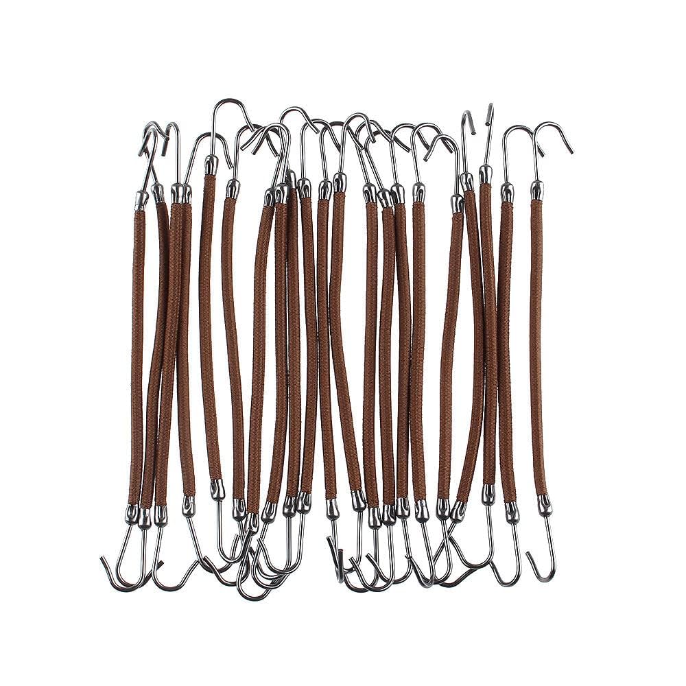 36 Pcs Elastic Hair Ties with Hooks - Thick Hair Bands for Women & Girls - Ponytail Holders, Hair Cords & Clips (Brown) - Perfect for Gym, Work & Everyday Styling