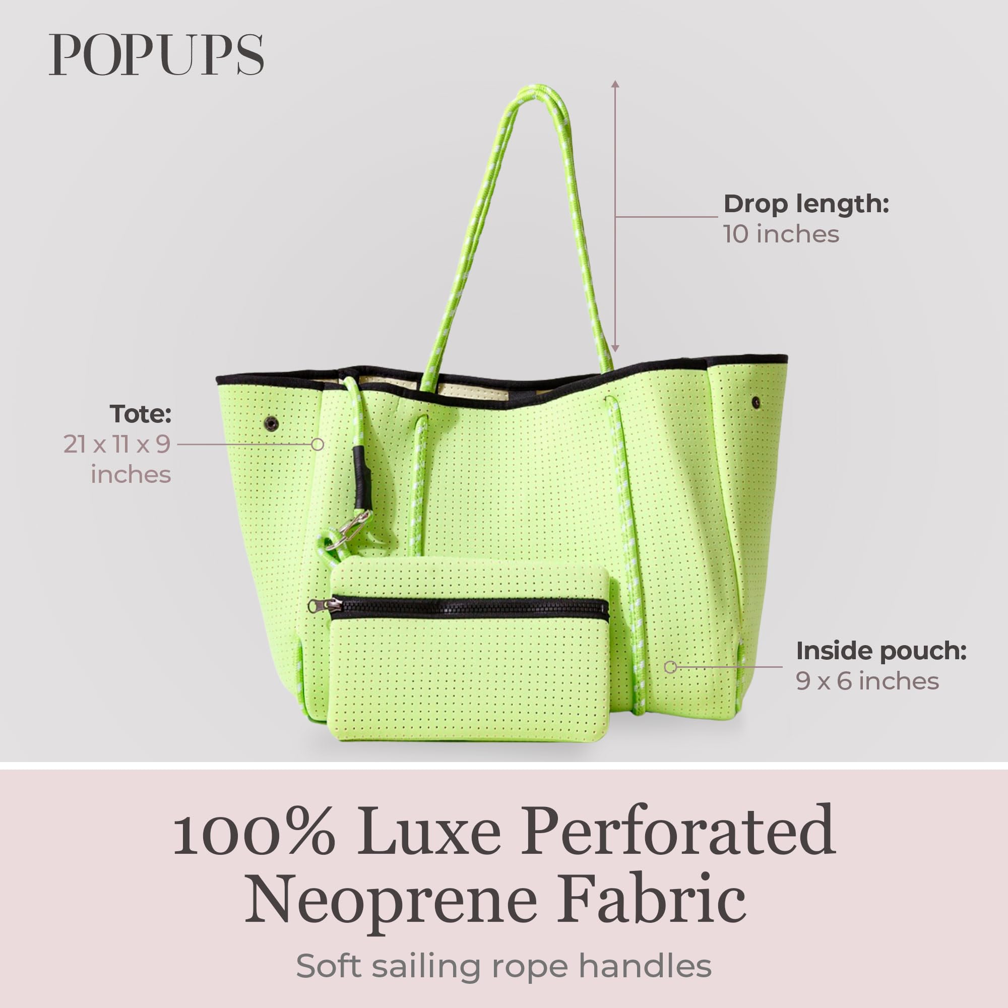 Stylish Large Neoprene Tote Bag for Women - Water-Resistant Designer Handbag with Multiple Pockets & Zipper Pouch - Perfect for Work, Travel, Beach & Everyday Use