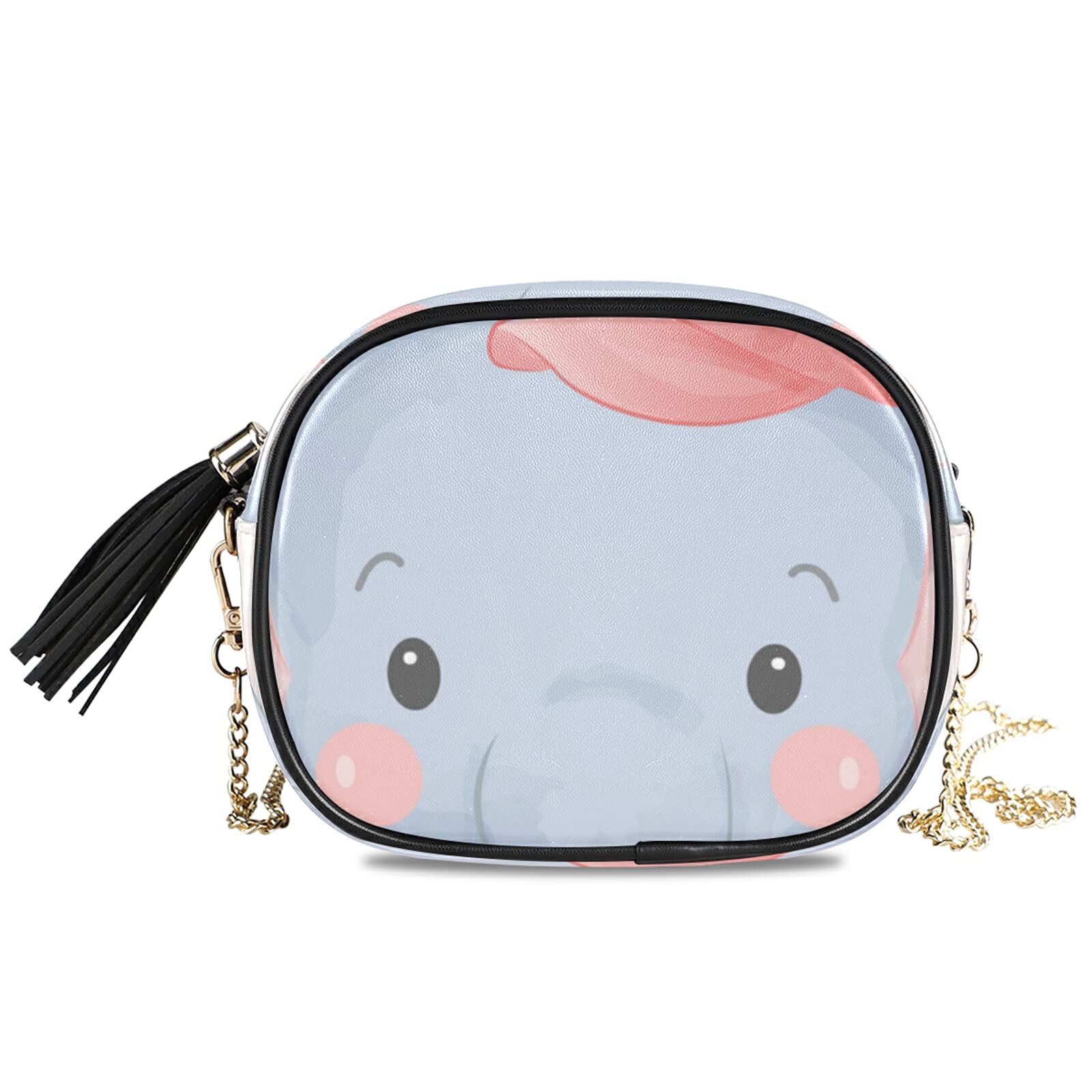 Watercolor Elephant Print Crossbody Bag for Women - Stylish Animal Shoulder Purse with Chain & Tassel - Perfect for Casual Outings, Travel & Everyday Use