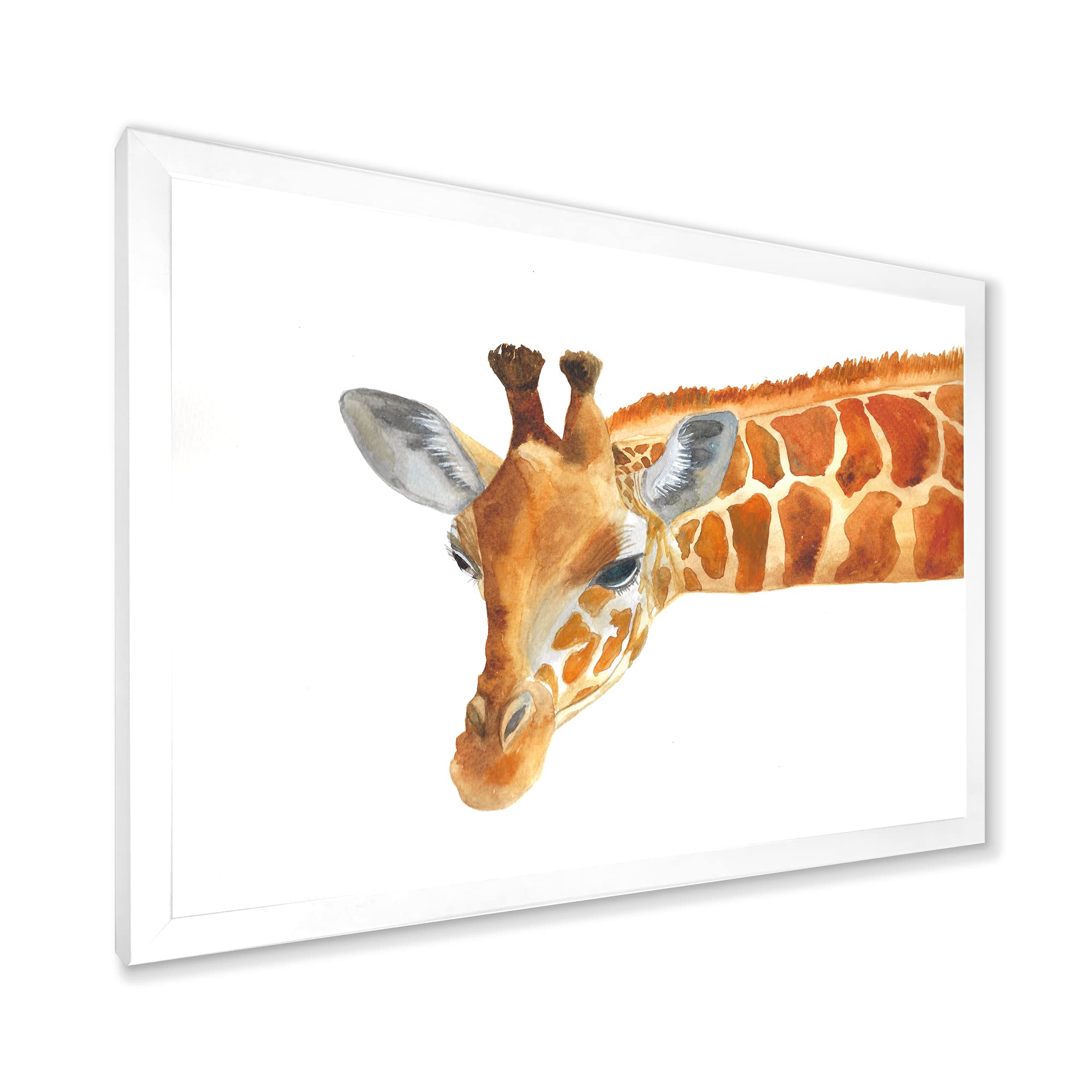 DesignQ Giraffe Portrait IX - Farmhouse Framed Wall Art Decor for Living Room, Bedroom & Office - Animal Themed Home Decor