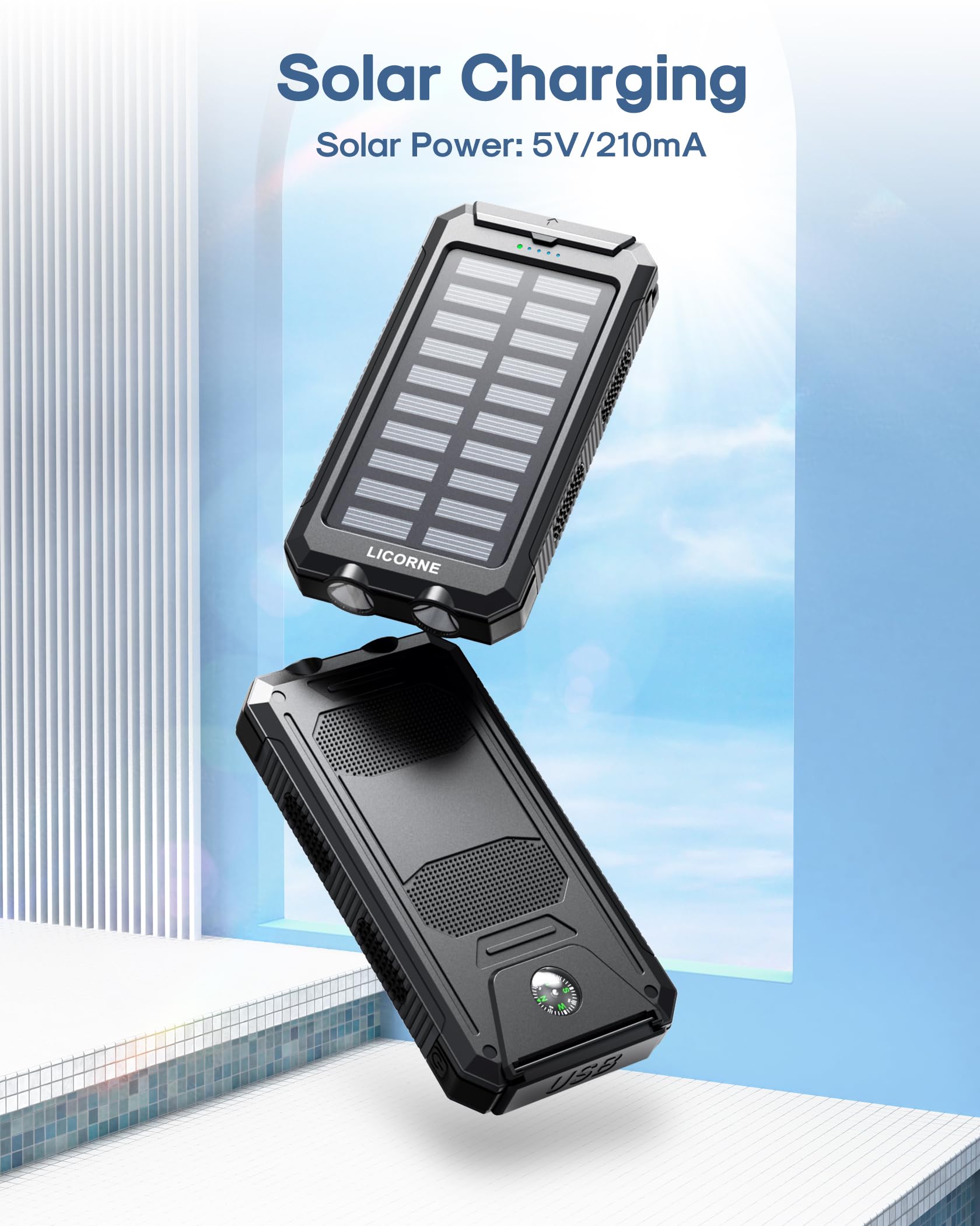 **30000mAh Solar Power Bank with Fast Charging QC3.0 - Portable Solar Phone Charger, Dual USB Output for iPhone, Android, Tablets & Outdoor Camping, Hiking, Emergency Power Supply**