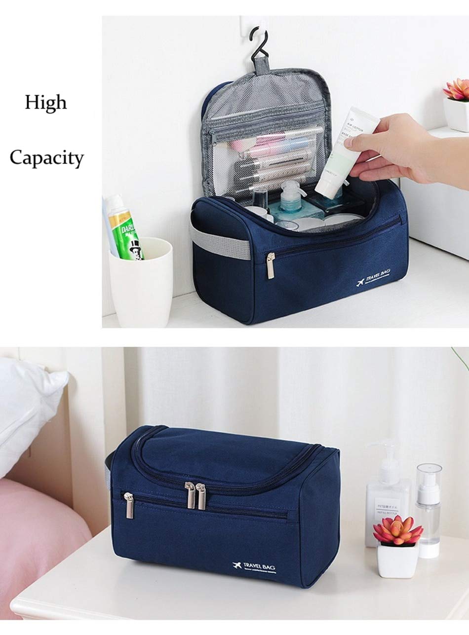 Trexee Extra Large Multifunctional Travel Bag - Waterproof Makeup Organizer & Cosmetic Case for Women | Portable Grooming Kit Storage with Hook | Perfect for Air Travel, Camping & Home Organization (Blue)