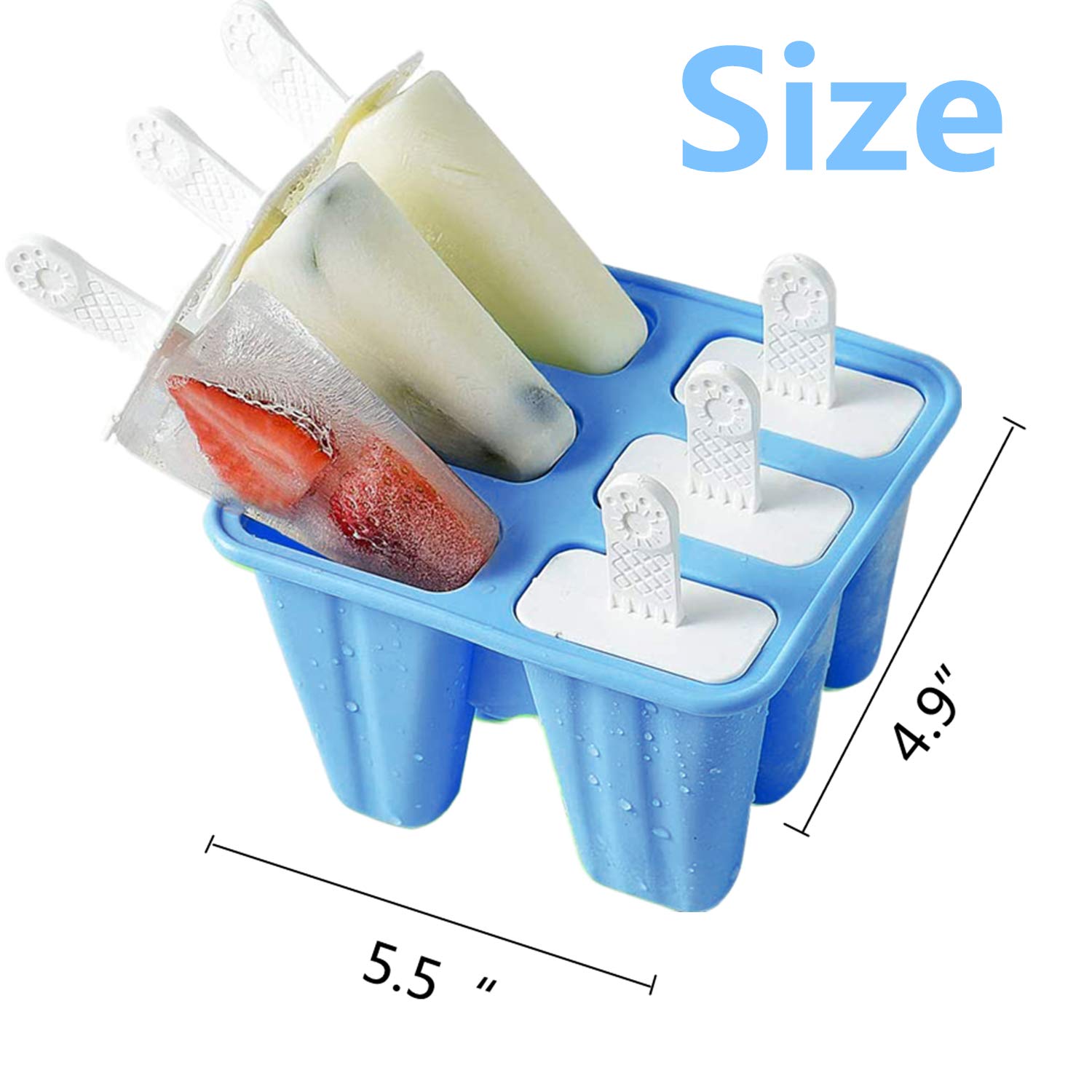 **6-Piece Silicone Popsicle Molds - Reusable & Easy Release Ice Pop Maker for Homemade Treats (Dark Blue) - Perfect for Summer Snacks, Kids' Parties & Healthy Desserts**