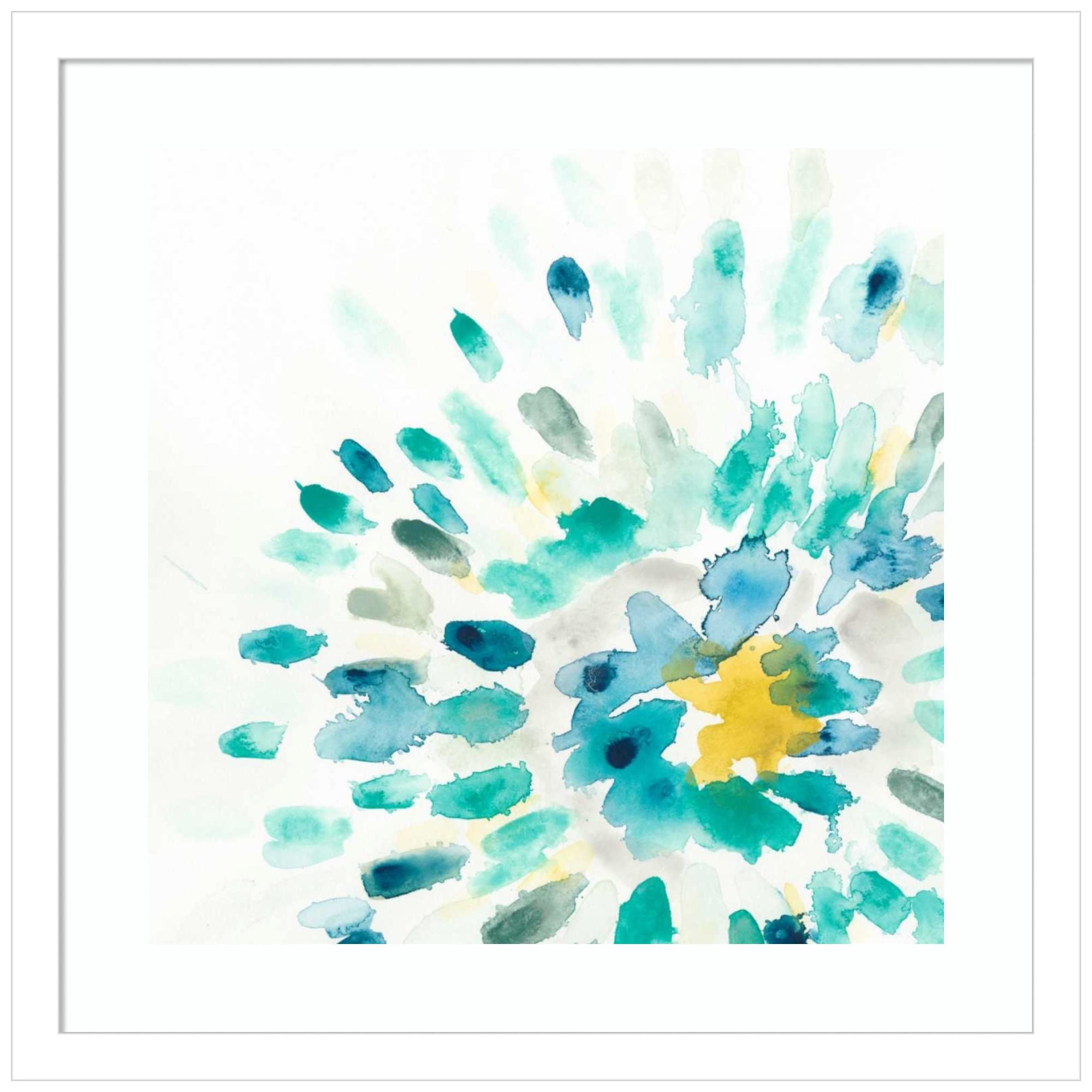 Amanti Art Wood Framed Wall Decor - Starburst Floral II by June Erica Vess - 17x17 Inches - Slim White Frame - Perfect for Living Room, Bedroom & Office Decor