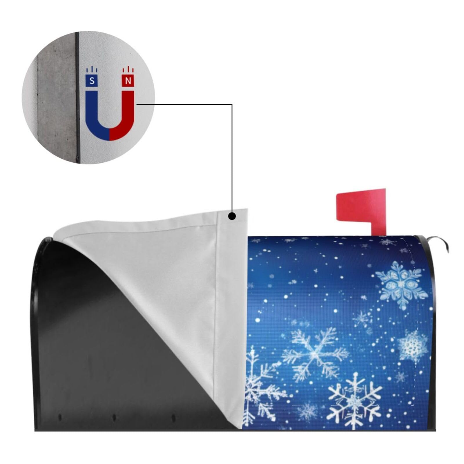 KiuLoam Magnetic Mailbox Cover - Christmas Snowflakes Winter Design, Standard Size 21