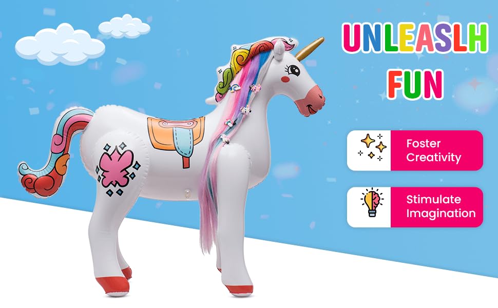 Inflatable Unicorn Hair Makeup Set - Magical Play for Kids
