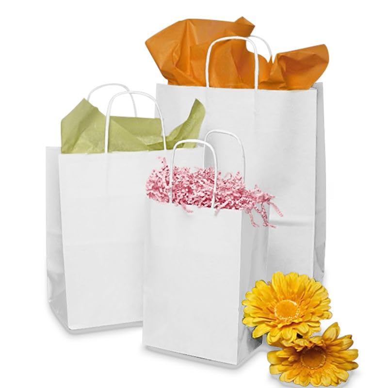 250 White Gift Bags with 8