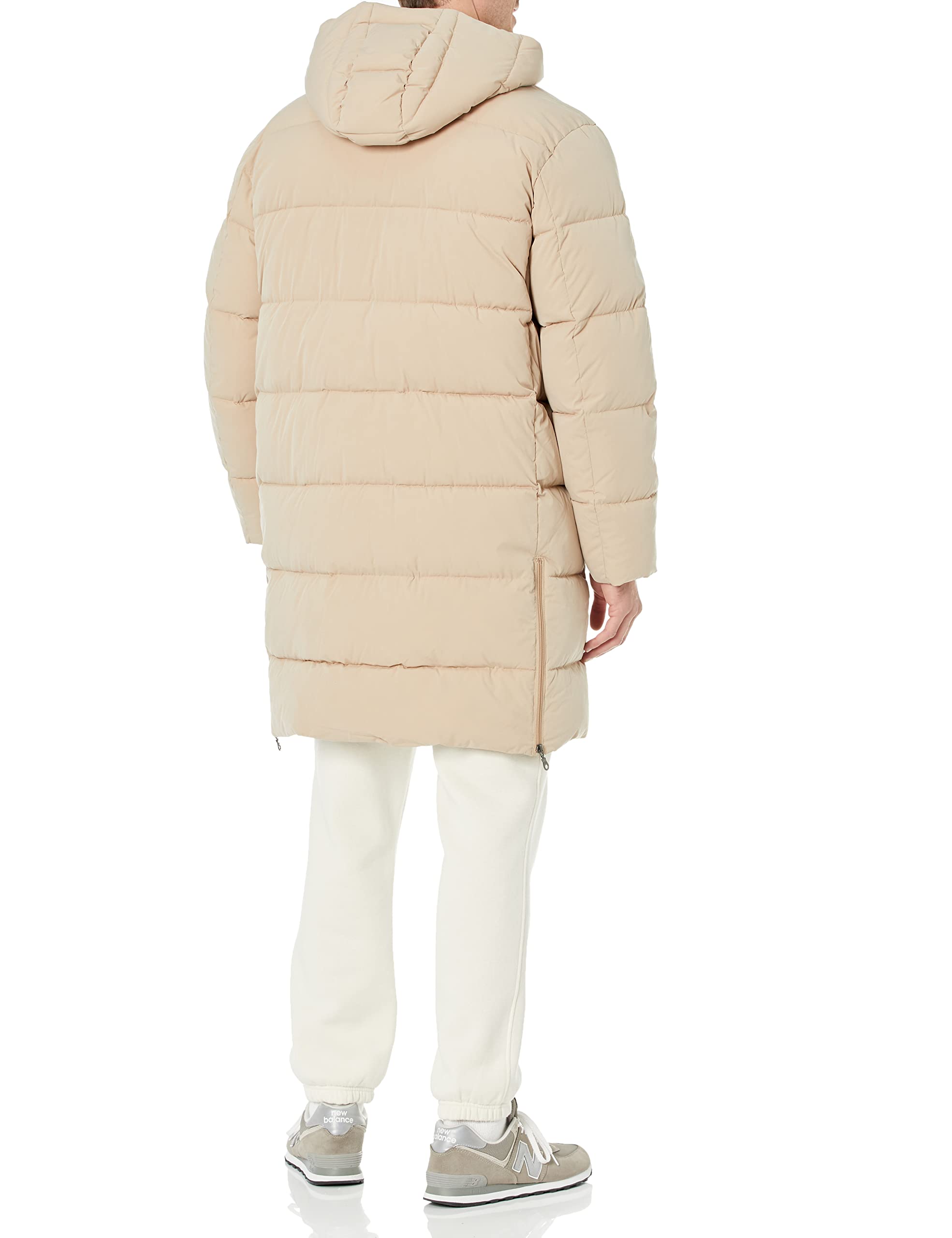 Amazon Essentials Men's Hooded Long Puffer Coat - Winter Warm Jacket for Cold Weather, Lightweight Water-Resistant Outdoor Parka - Perfect for Snow, Hiking & Daily Commute