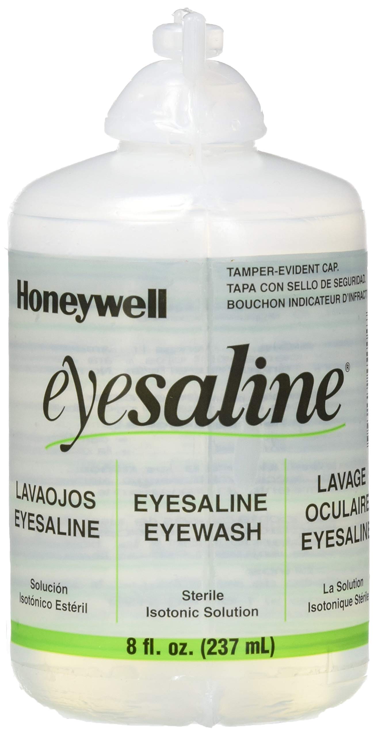 Honeywell Sperian Sterile Eyewash Saline Solution - 8 oz Polyethylene Bottle (Case of 12) - First Aid for Chemical Splashes & Eye Irritation - Workplace Safety & Emergency Use
