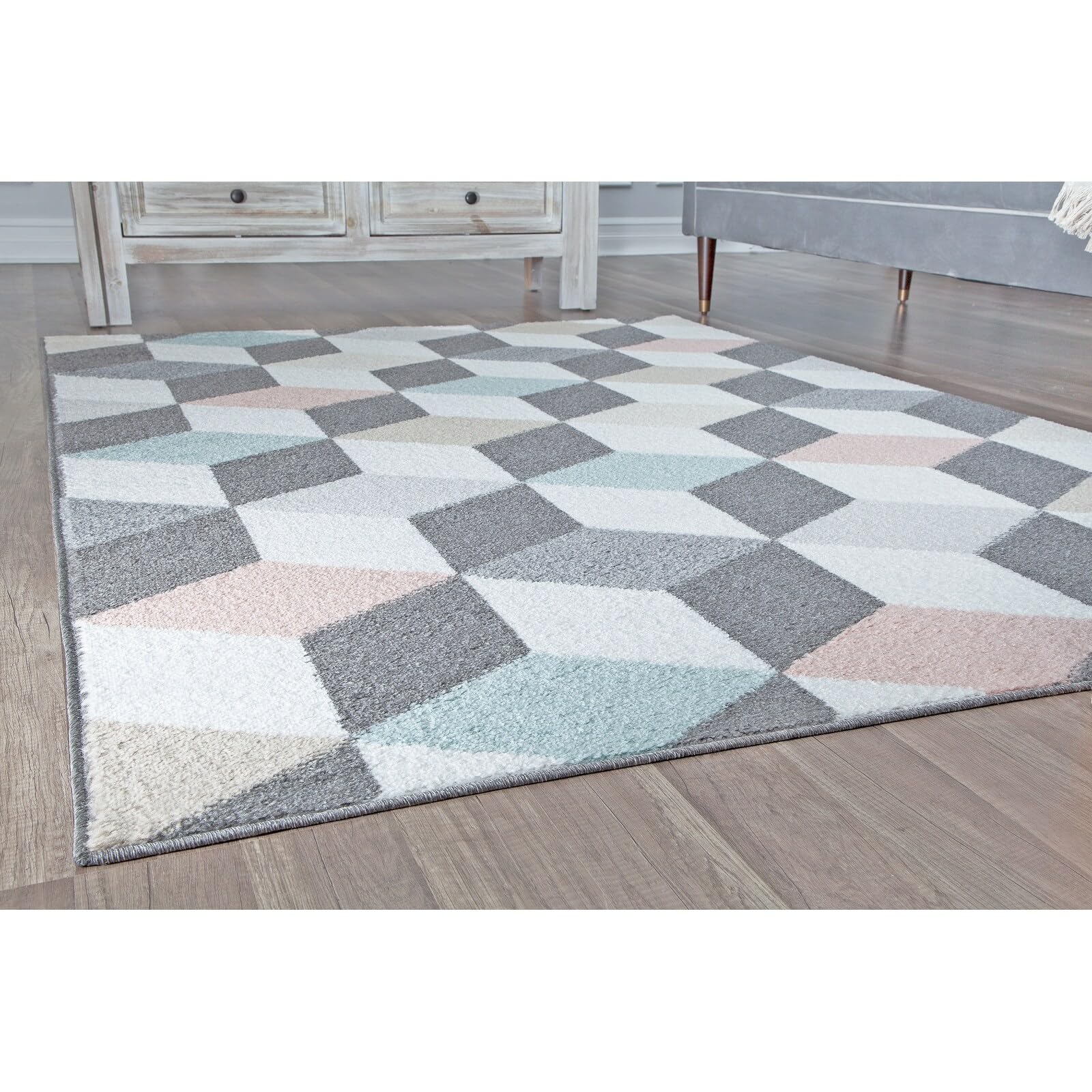Rugs America Mika Collection MO20A Earl Grey Contemporary Geometric Area Rug 8'x10' - Modern Home Decor for Living Room, Bedroom & Office