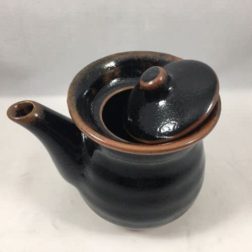 Premium Japanese Soy Sauce Dispenser - Traditional Tenmoku Pottery Shoyu Bottle & Mini Teapot (8oz, Black, Pack of 12) - Authentic Made in Japan - Perfect for Sushi Restaurants, Asian Cuisine & Home Kitchens