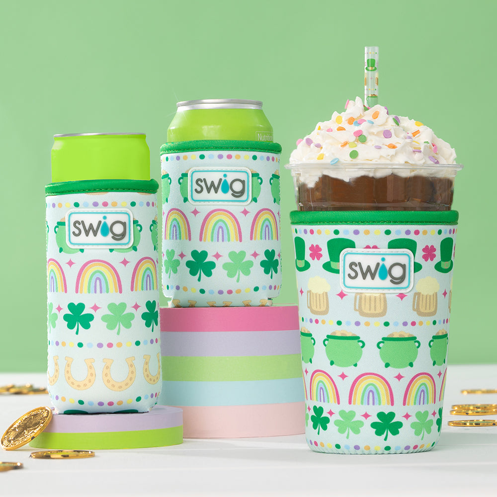 Lucky Charm Medium Iced Cup Coolie - Insulated Coffee Sleeve for 16oz 20oz Tumblers, Cute Kawaii Cup Holder for Iced Coffee, Bubble Tea, Smoothies - Perfect for Office, Travel, and Summer Drinks