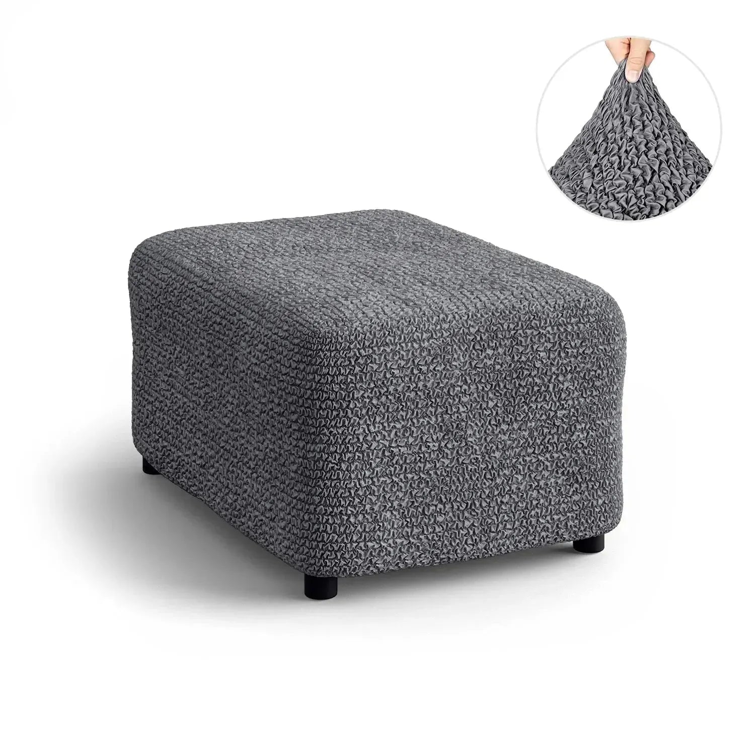 Microfiber Ottoman Slipcover Medium Size - Stretchable Furniture Cover for Living Room, Bedroom & Office - Easy to Clean & Durable Home Decor
