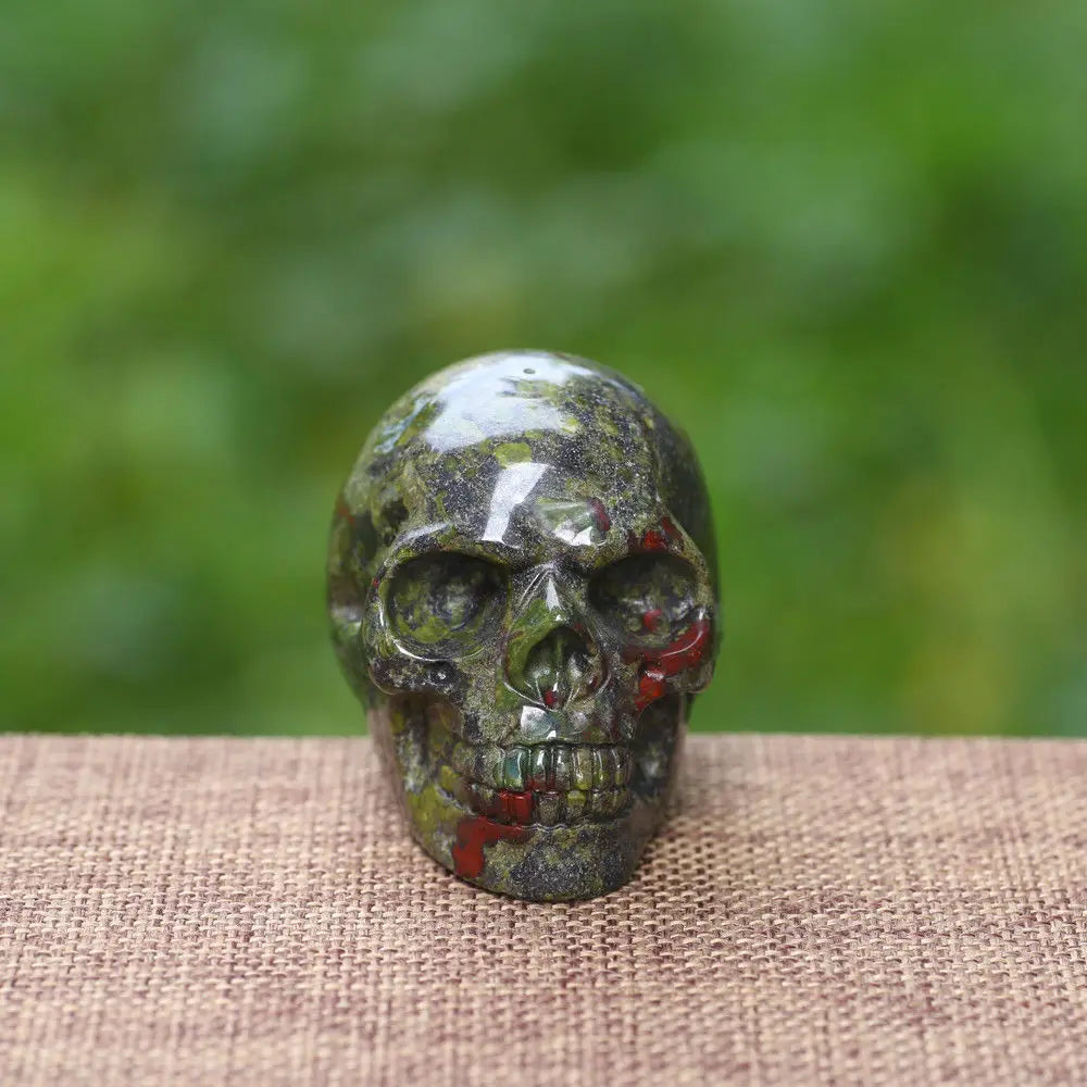 2 Inch Unakite Jasper Skull Specimen - Natural Healing Stone for Reiki, Meditation & Energy Work - Clinozoisite Gemstone Figurine - Perfect for Home Decor, Crystal Collection & Spiritual Practices