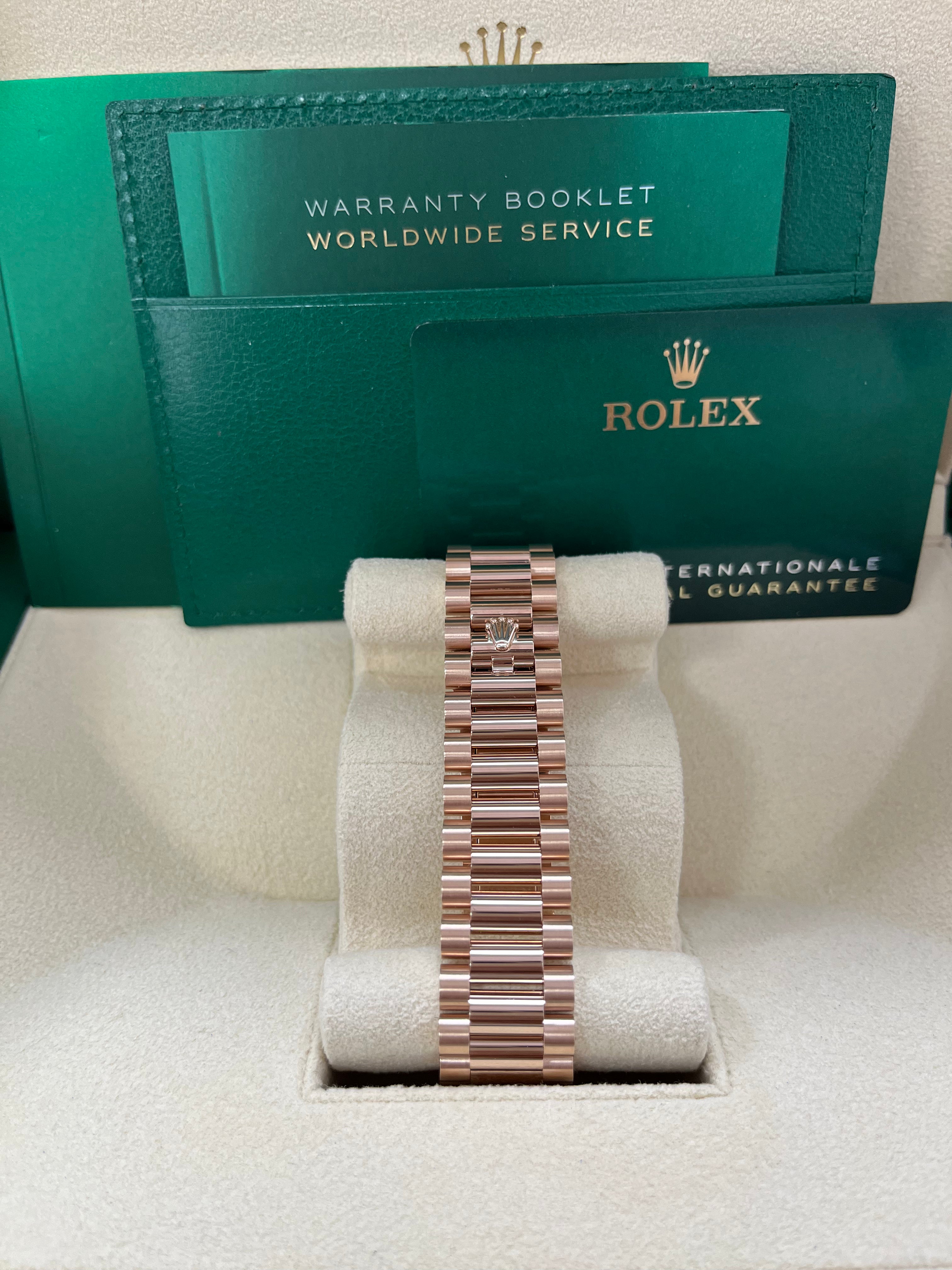 Rolex Day-Date 36 Everose Gold Watch - Fluted Bezel, Rose Diamond Dial, President Bracelet (Ref. 128235) | Luxury Dress Watch for Business & Formal Occasions