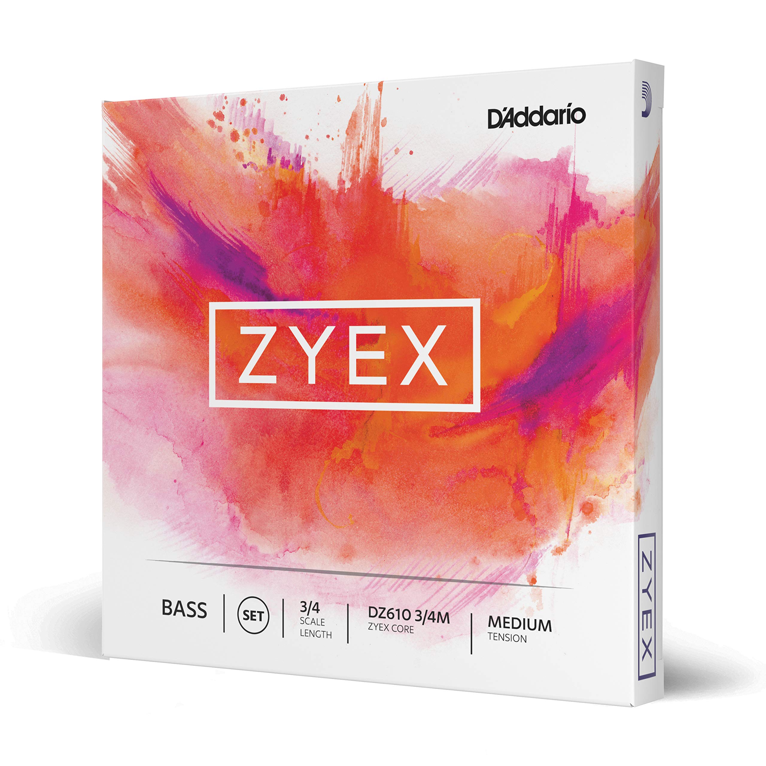 D'Addario Zyex Bass Strings Set - 3/4 Scale Medium Tension for Upright Bass - Perfect for Jazz, Classical & Studio Recording