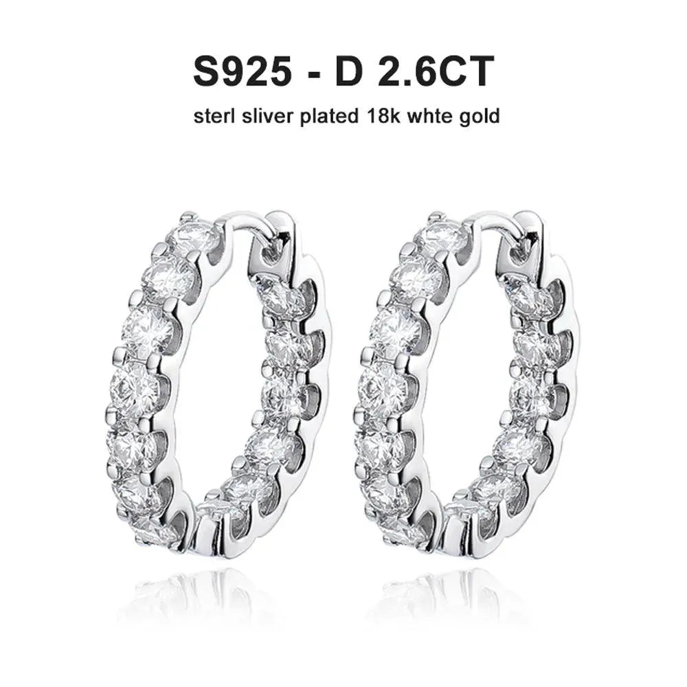2.6ct D Color Moissanite Hoop Earrings for Women - 925 Sterling Silver Plated White Gold Wedding & Party Jewelry | Elegant Gift for Anniversary, Bridal Shower, Prom & Special Occasions