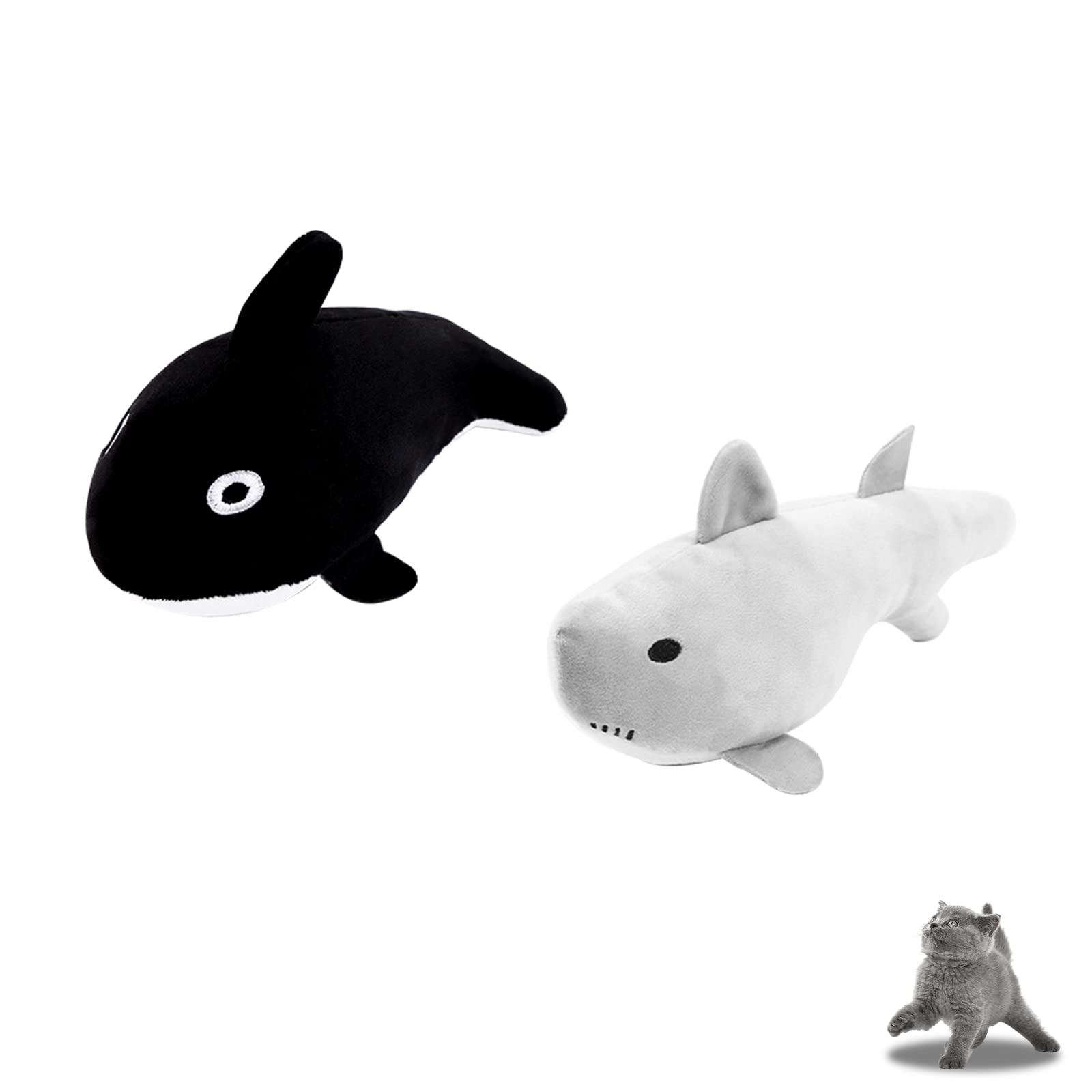 Andiker 2Pcs Catnip Toys for Indoor Cats - Soft Crab & Starfish Plush Chew Toys with Catnip, PP Cotton Pet Toys for Kittens | Interactive Cat Toys for Playtime, Stress Relief & Bonding (Gray+Black)