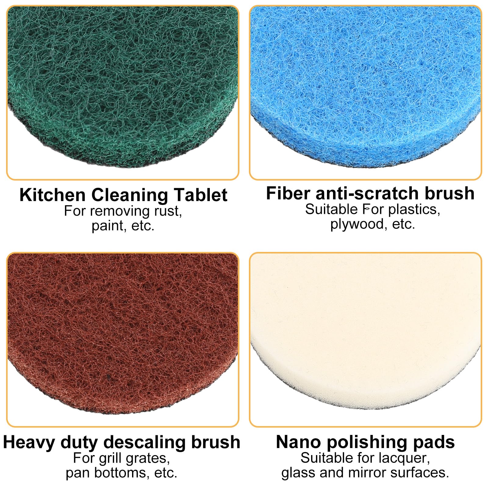 24-Piece Electric Cleaning Brush Pad Set Compatible with Bosch 6033 Cordless - Includes 6 Foam Pads, 6 Kitchen Pads, 6 Abrasive Pads & 6 Microfiber Pads - Ideal for Home, Garden & Deep Cleaning Tasks