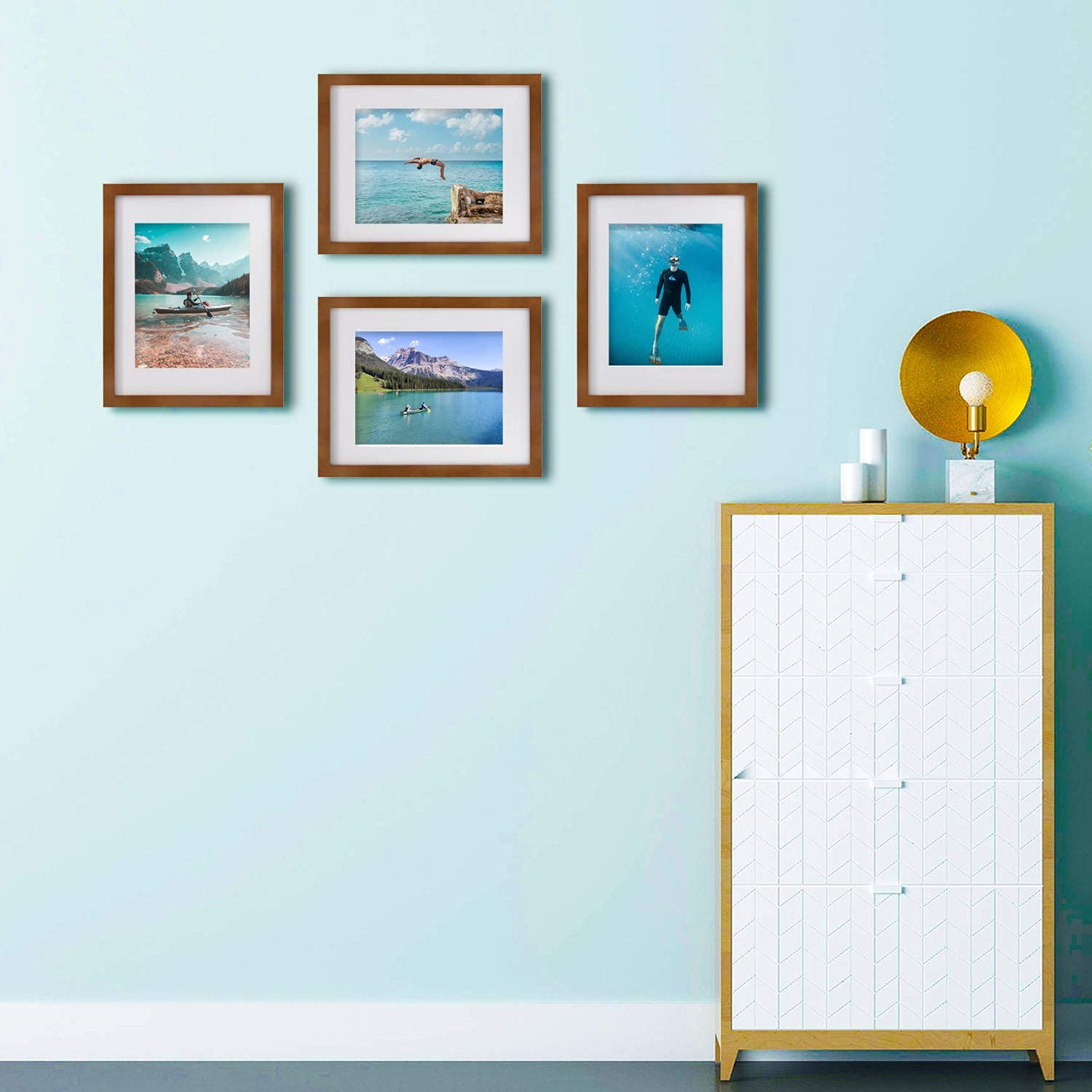 Egofine 11x14 Picture Frames Set of 5 - Light Brown Wood Photo Frames for Wall Display, Tabletop Decor, Home & Office Decorations - Perfect for Family Photos, Artwork, and Certificates