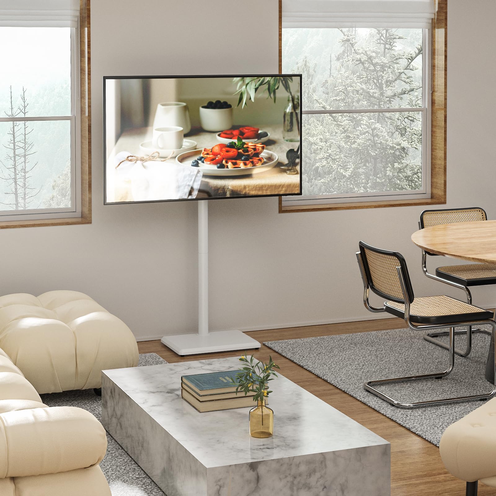 Adjustable TV Floor Stand for 32-55 Inch TVs - Tall Corner TV Stand with Swivel & Height Adjustment, Max VESA 400x400mm, Supports up to 40kg - Perfect for Living Rooms, Bedrooms & Home Theaters