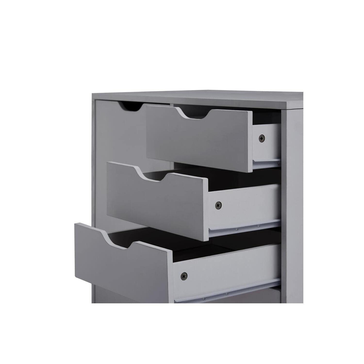 Naomi Home 5-Drawer Dresser for Bedroom - Tall Storage Cabinet with Wheels, Shelves for Closet & Makeup Organization, 180 lbs Capacity, Gray - Perfect for Small Spaces & Modern Bedroom Decor