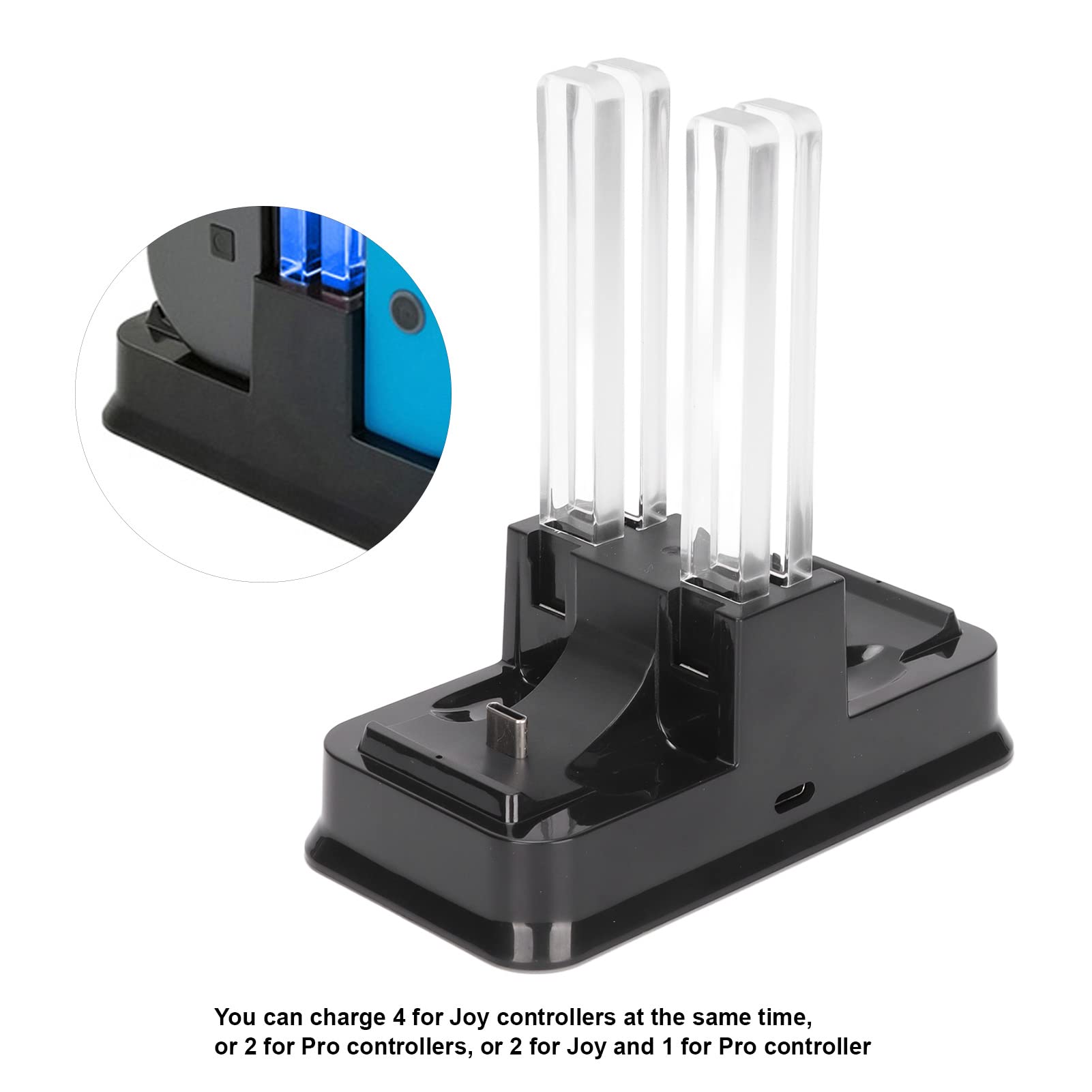 Wireless Controller Charging Station with LED Indicator - Dual Dock Stand for Nintendo Switch Pro & Joy-Con Controllers - Perfect for Gaming Setup & Organized Playstation Accessories Storage