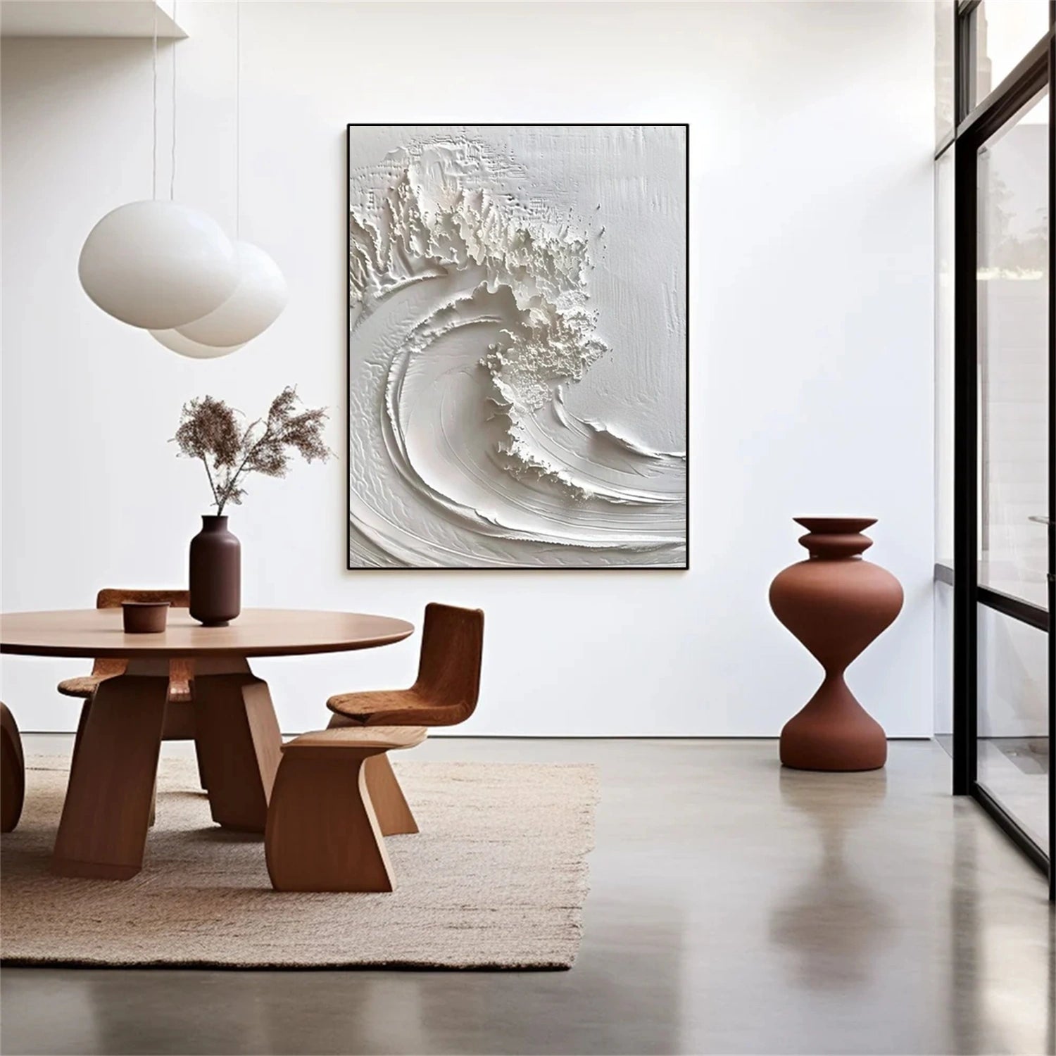 White Minimalist Textured Painting Canvas - Modern Abstract Wall Art for Home & Office Decor | Perfect for Living Room, Bedroom, or Studio | #MM308