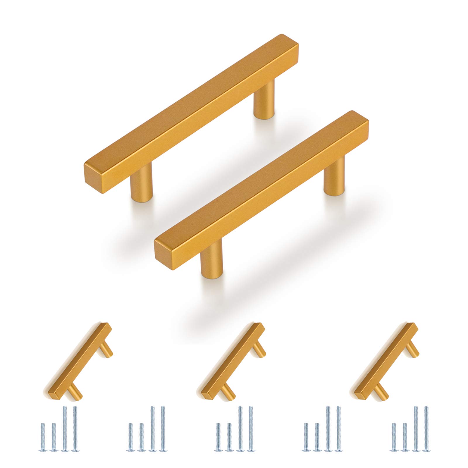 (5 Pack) Gold Square Cabinet Handles 3-3/4