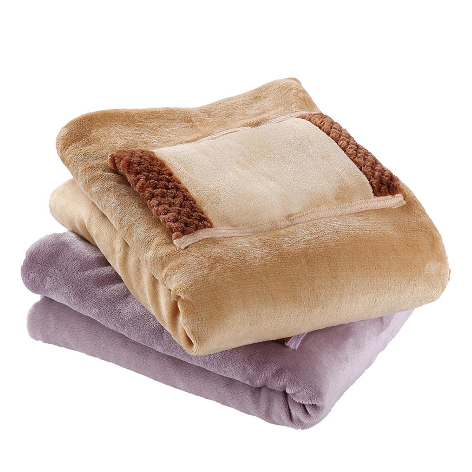 2-Pack USB Electric Heating Blanket - Soft Flannel Electric Throw for Winter Warmth (50-60℃) - Brown & Purple - Perfect for Office, Bed, Sofa & Travel Use