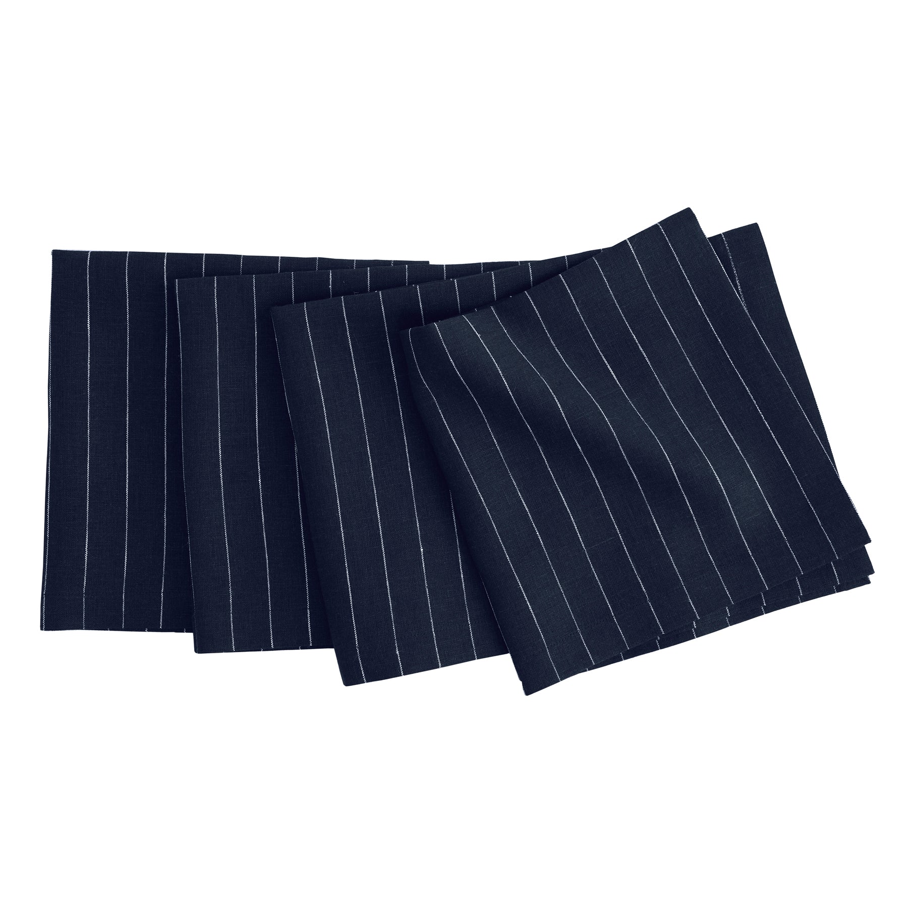Elegant Black & White Pinstripe Napkins - Premium Cotton Linen for Formal Dining, Weddings & Dinner Parties - Set of 12