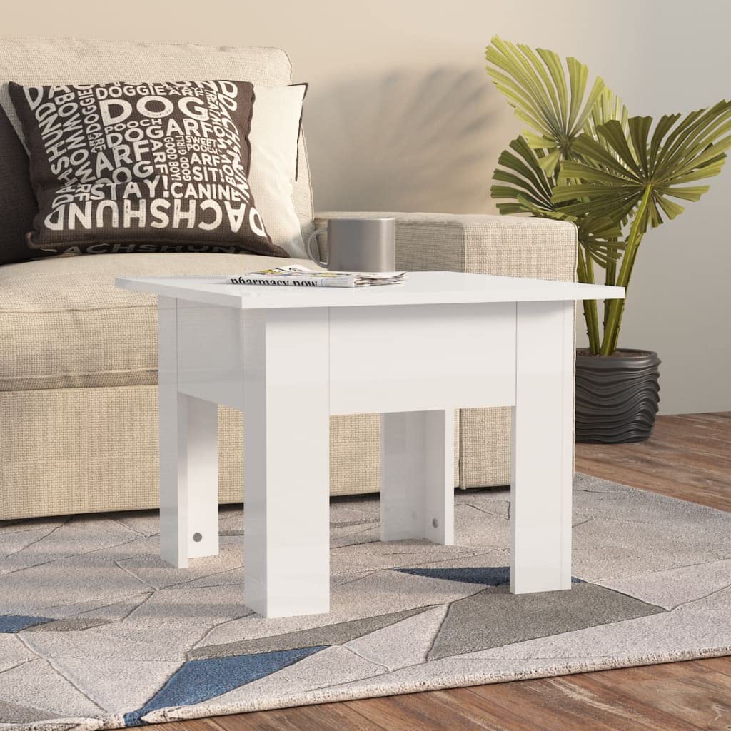 Modern Square Coffee Table for Living Room - High Gloss White 21.7