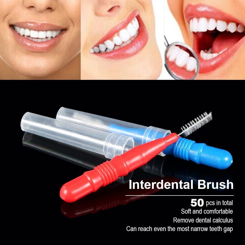 SGerst 50-Pack Interdental Brushes for Teeth Cleaning - Floss Picks & Dental Brushes for Gaps Between Teeth - Perfect for Travel, Braces, and Oral Hygiene Care