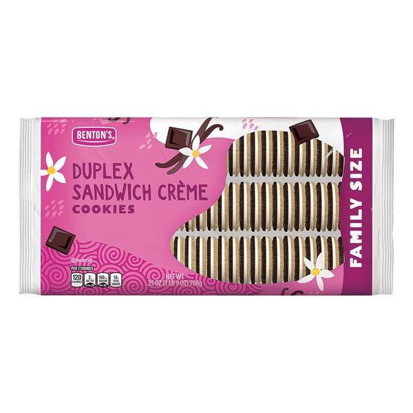 Benton's Duplex Sandwich Creme Cookies - 25 oz (2-Pack, 50 oz Total) | Delicious Vanilla & Chocolate Sandwich Cookies for Snacking, Parties & Lunchboxes