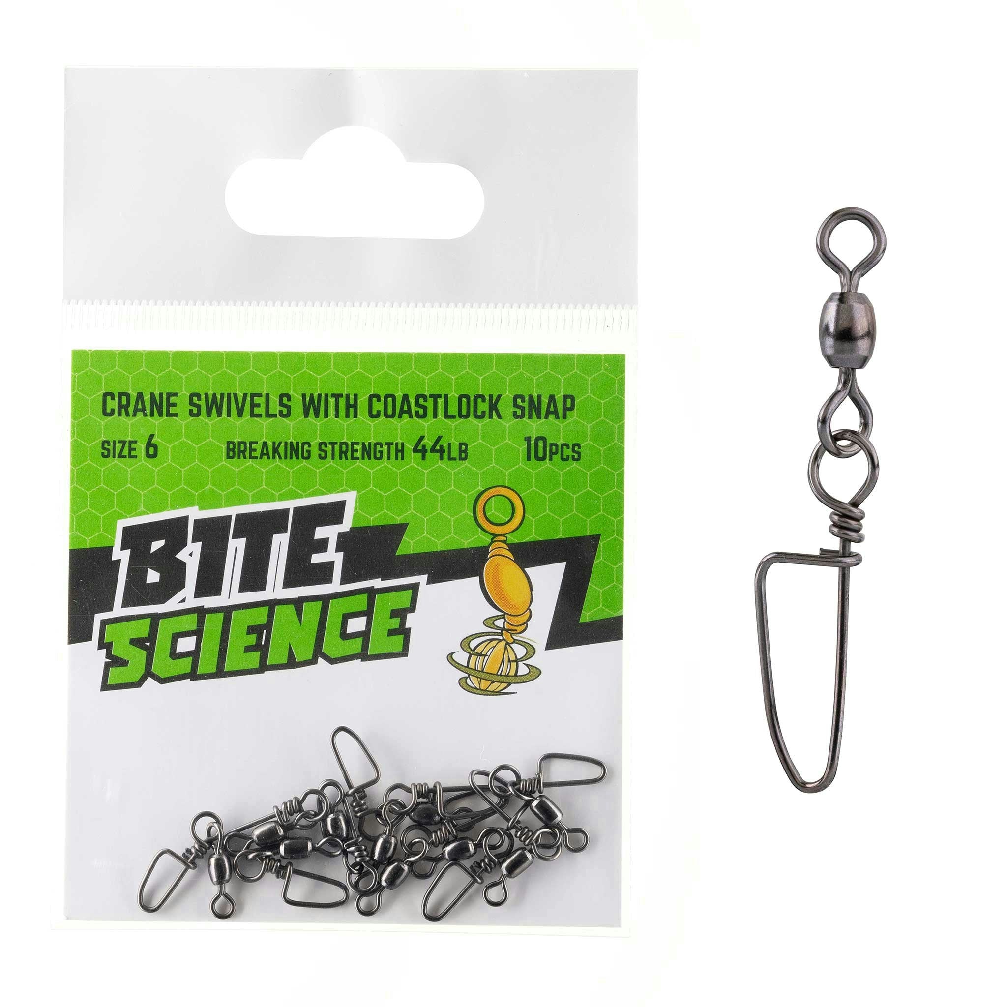 Bite Science Swivels Crane with Coastlock Snap - High-Quality Fishing Gear for Saltwater & Freshwater Angling - Perfect for Deep Sea, Surf, and Boat Fishing Adventures