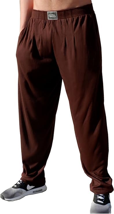 Crazee Wear Classic Brown Loose Fit Gym Sweatpants for Men & Women - Comfortable Workout Pants with Two Front Pockets - Perfect for Yoga, Running, and Casual Wear