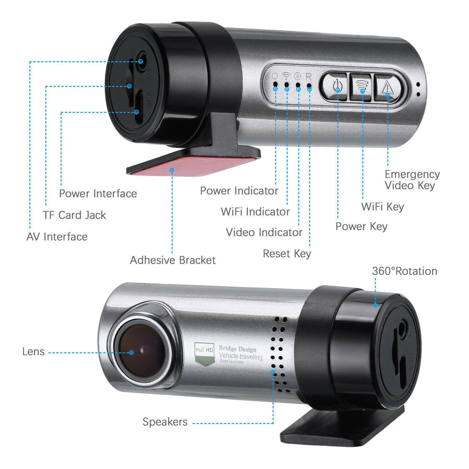 1080P HD WiFi Car Dash Cam with Night Vision - DVR Recorder for Vehicles | Perfect for Night Driving, Parking Surveillance & Road Trip Safety