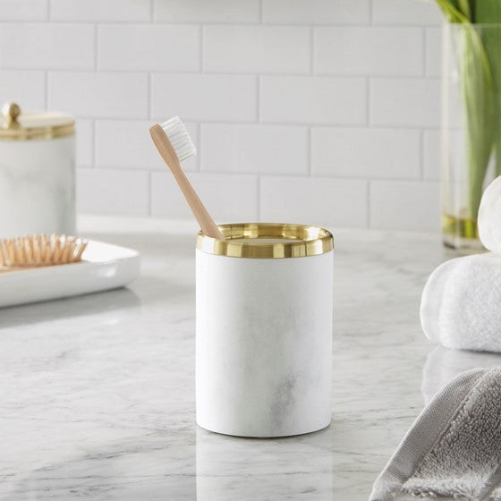 Premium Corsica Gold Marbled Resin Tumbler - 20oz Insulated Stainless Steel Travel Mug with Lid & Straw - Perfect for Coffee, Tea & Cold Drinks at Home, Office or Gym