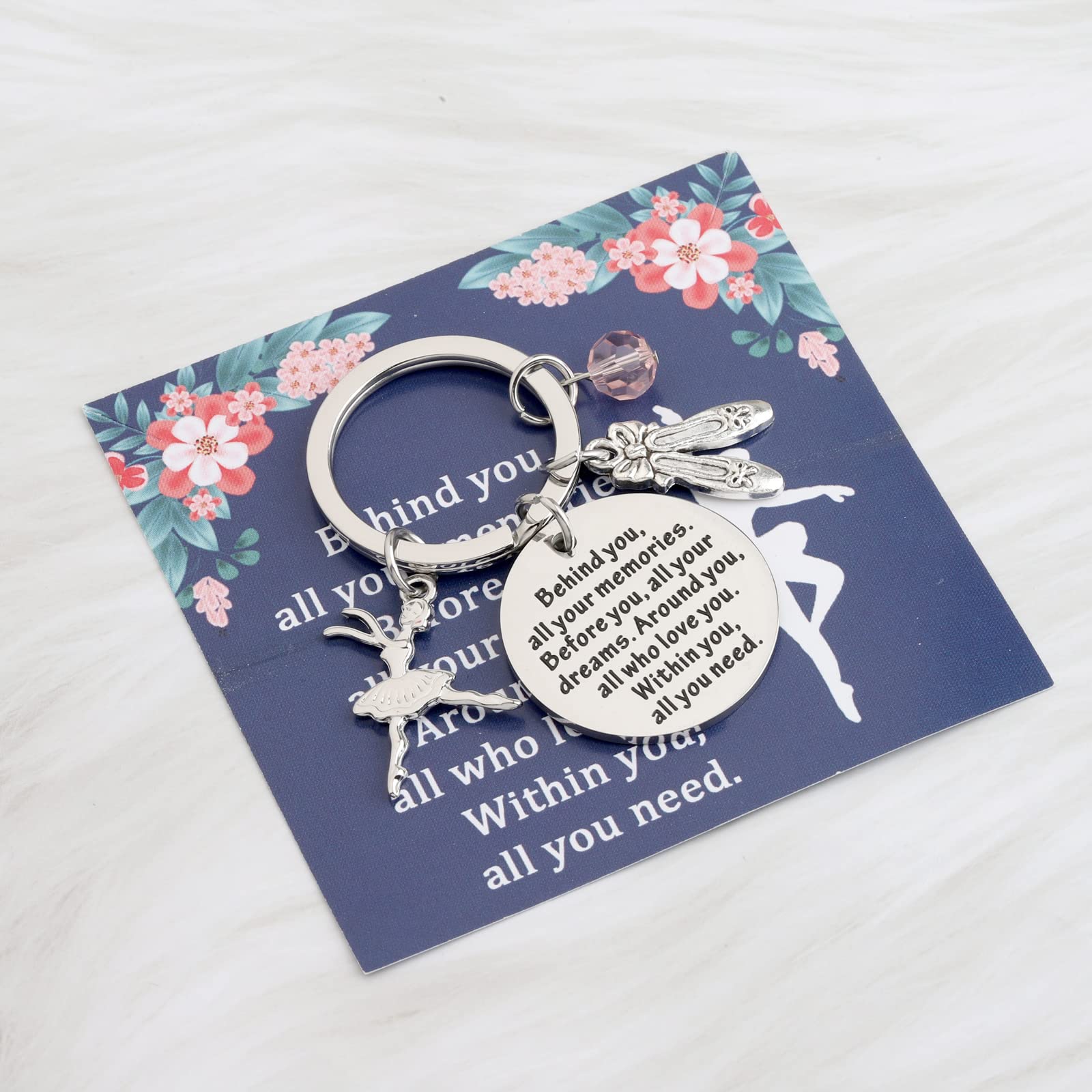 FEELMEM Ballet Dancer Jewelry - Behind You All Your Memories Keychain - Inspirational Dance Team Gifts - Perfect for Dance Recitals, Ballet Performances & Dance Competitions