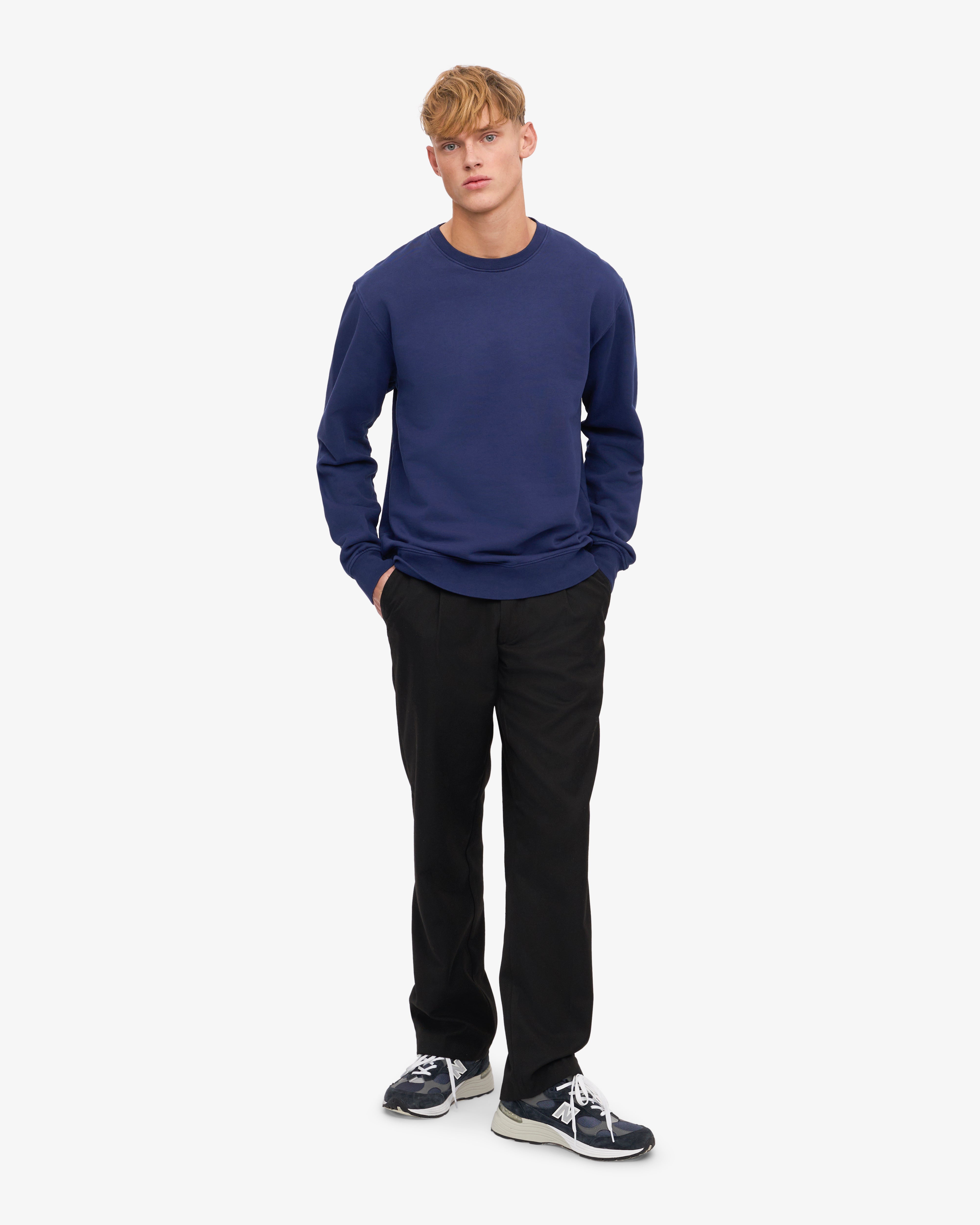 Classic Organic Cotton Crew Neck T-Shirt for Men - Soft & Comfortable Marine Blue Tee - Perfect for Casual Wear, Gym & Everyday Outfits