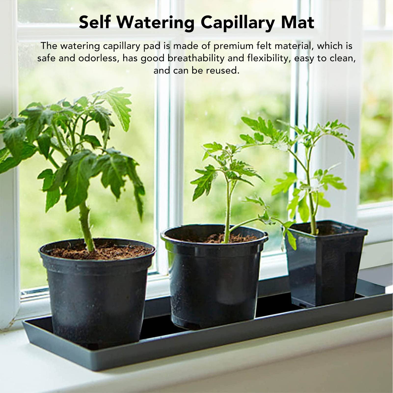 2-Pack Automatic Plant Watering System with Capillary Mat - Self-Watering Mats for Indoor Plants | Perfect for Vacation Care, Herb Gardens & Houseplant Maintenance