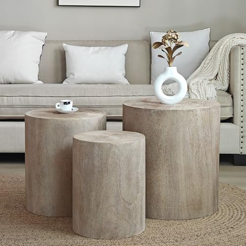 Set of 3-natural Wood