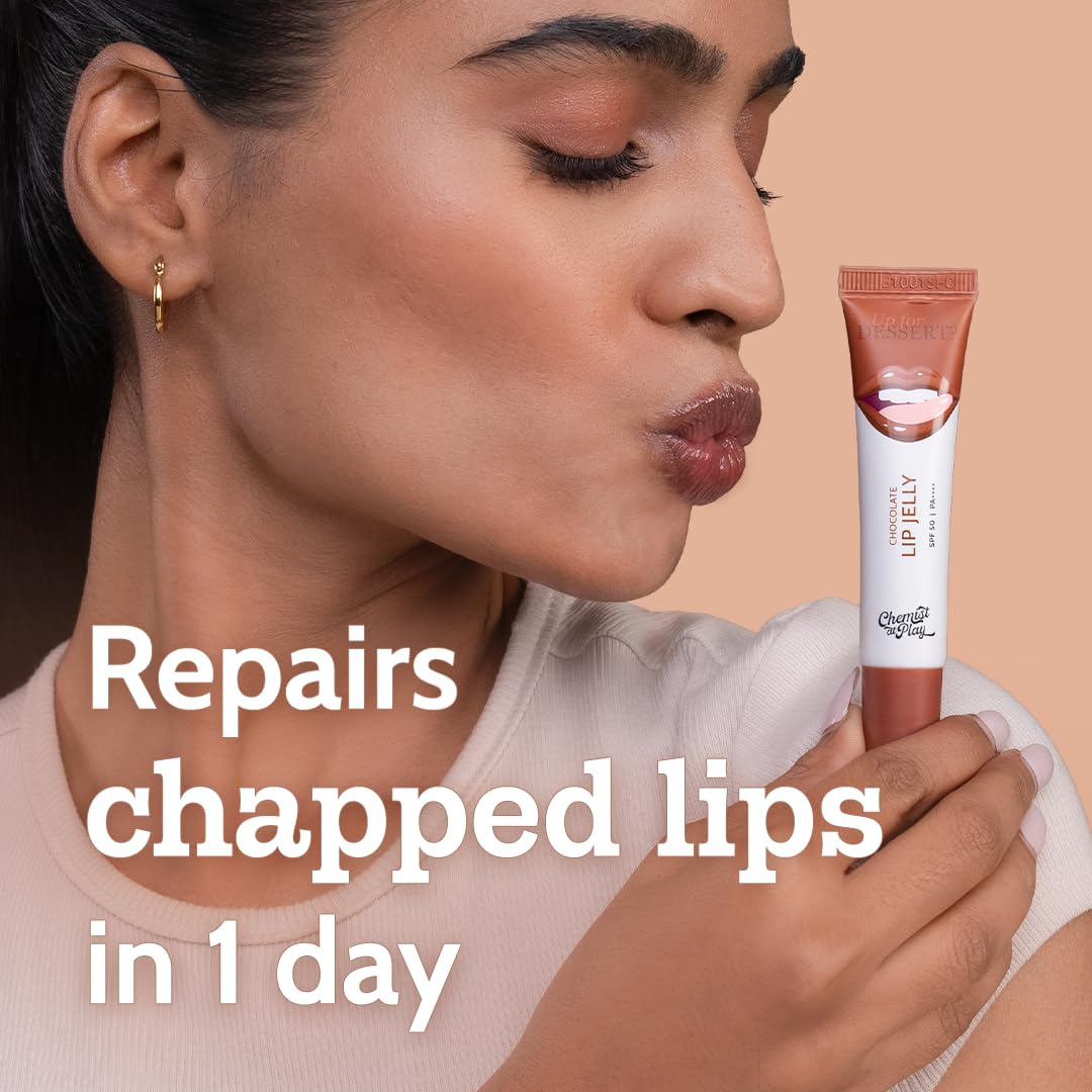 Chemist At Play Chocolate Tinted Lip Balm SPF 50 PA+++ for Dark, Dry & Chapped Lips - 24H Moisture with Kojic Acid, Hyaluronic Acid, Ceramides & Peptides - 10g | Perfect for Daily Sun Protection & Lip Care Routine
