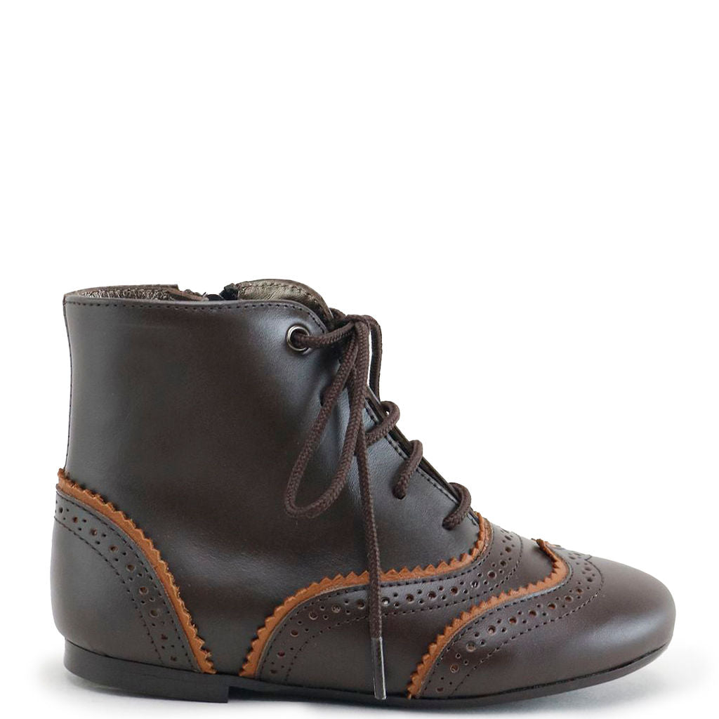 Stylish Mocha Wingtip Dress Booties for Women - Comfortable & Fashionable Ankle Boots for Office, Party & Everyday Wear