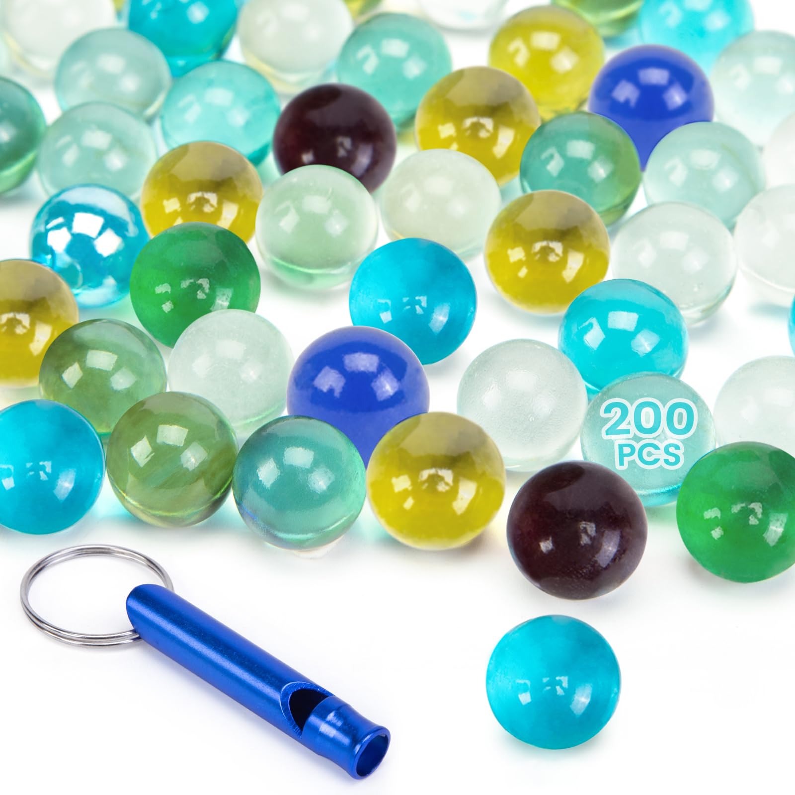 POPLAY 200PCS Bulk Marbles for Kids - Glass Marble Set for Marble Run Games, DIY Crafts, Sensory Play & Educational STEM Toys (Multicolor)