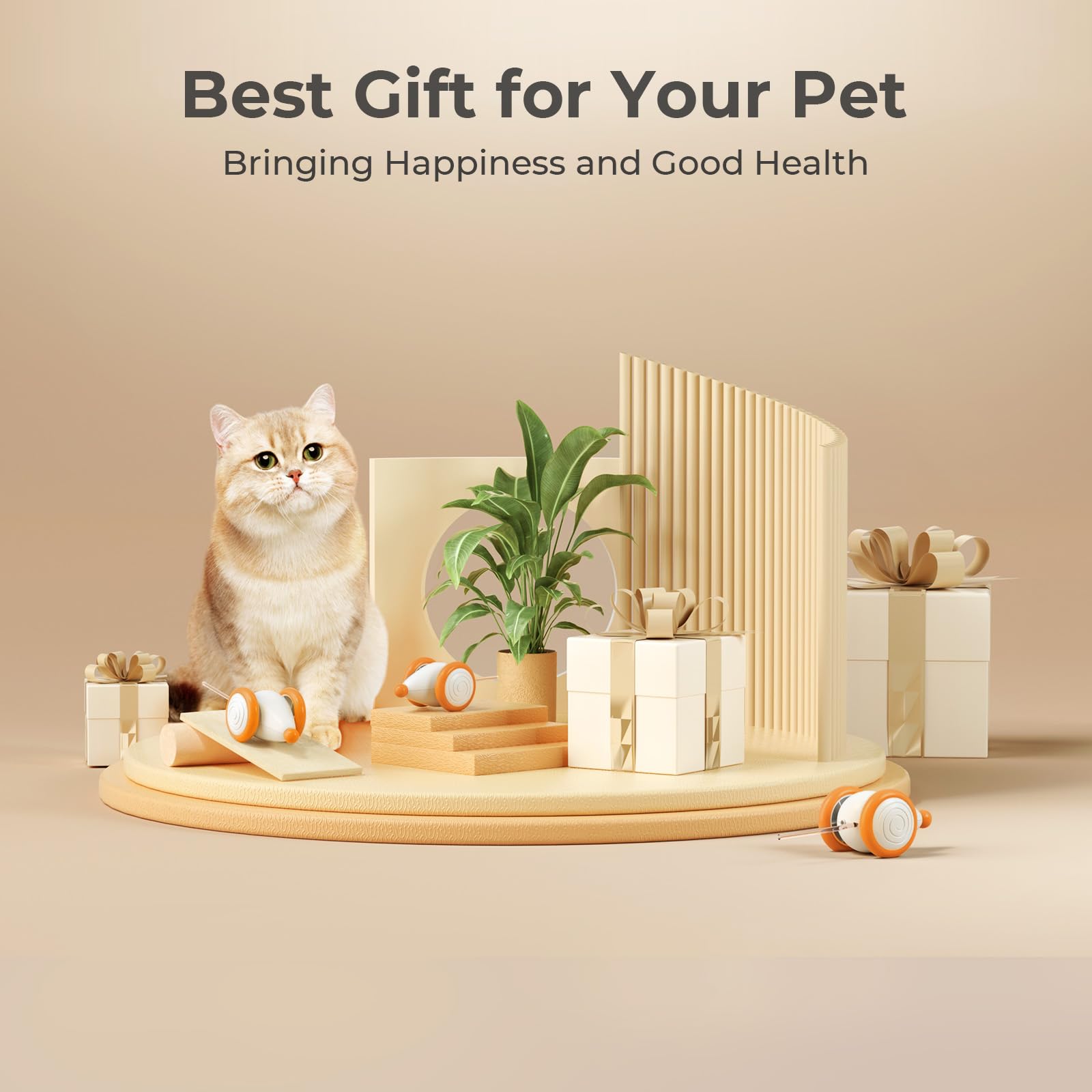 Cheerble Interactive Cat Toys for Indoor Cats - Automatic LED Light-Up Wicked Mouse Toy, USB Rechargeable Smart Electric Kitten Toy with Auto On/Off (Yellow) | Perfect for Playtime, Exercise & Boredom Relief for Your Feline Friend