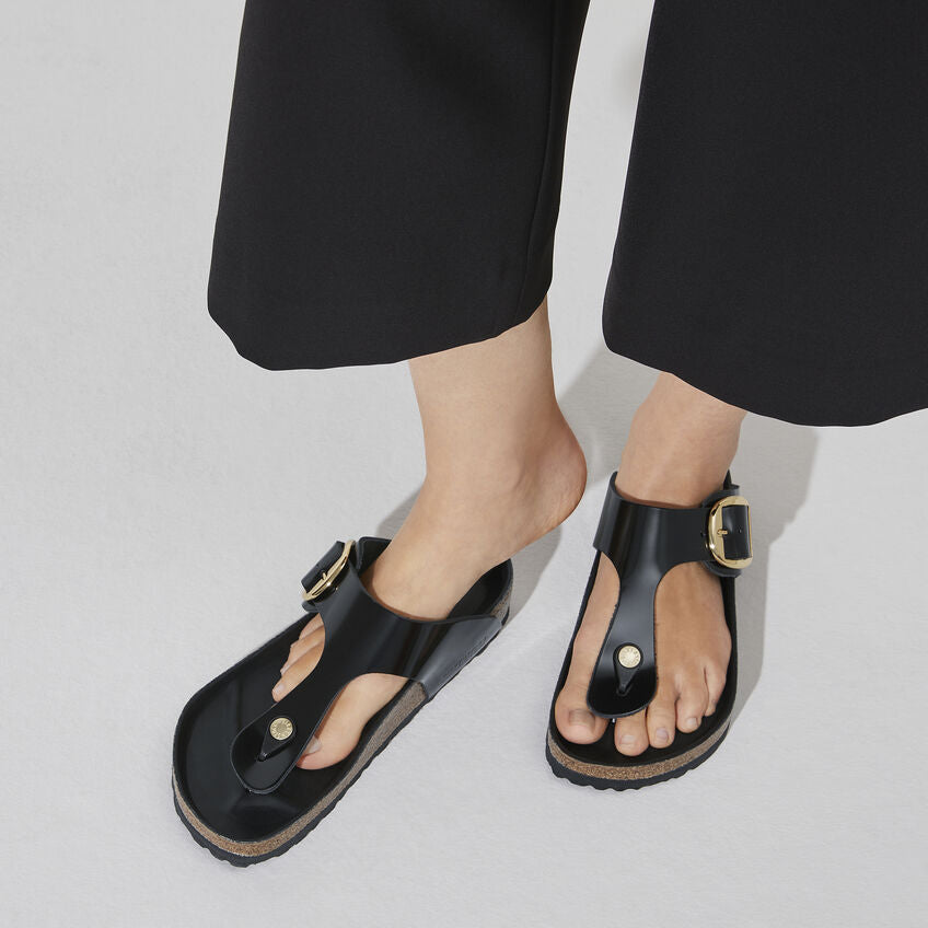Birkenstock Gizeh Big Buckle Sandals - High Shine Black Patent Leather - Comfortable Arch Support - Perfect for Summer, Beach, and Casual Outfits