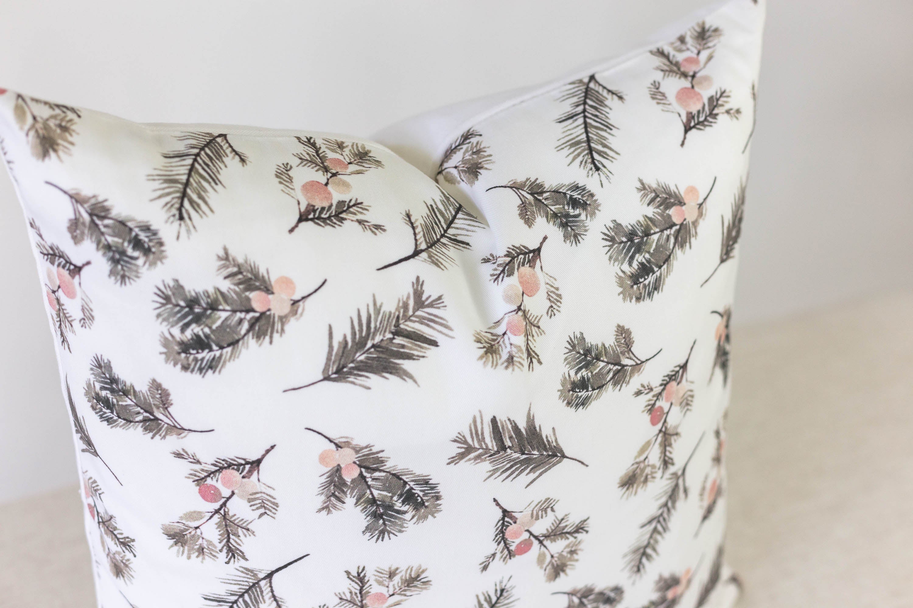 Holly Berry Pillow Cover - Decorative Christmas Throw Pillow Case for Sofa, Couch & Bed - Perfect for Holiday Home Decor & Festive Season Gifting